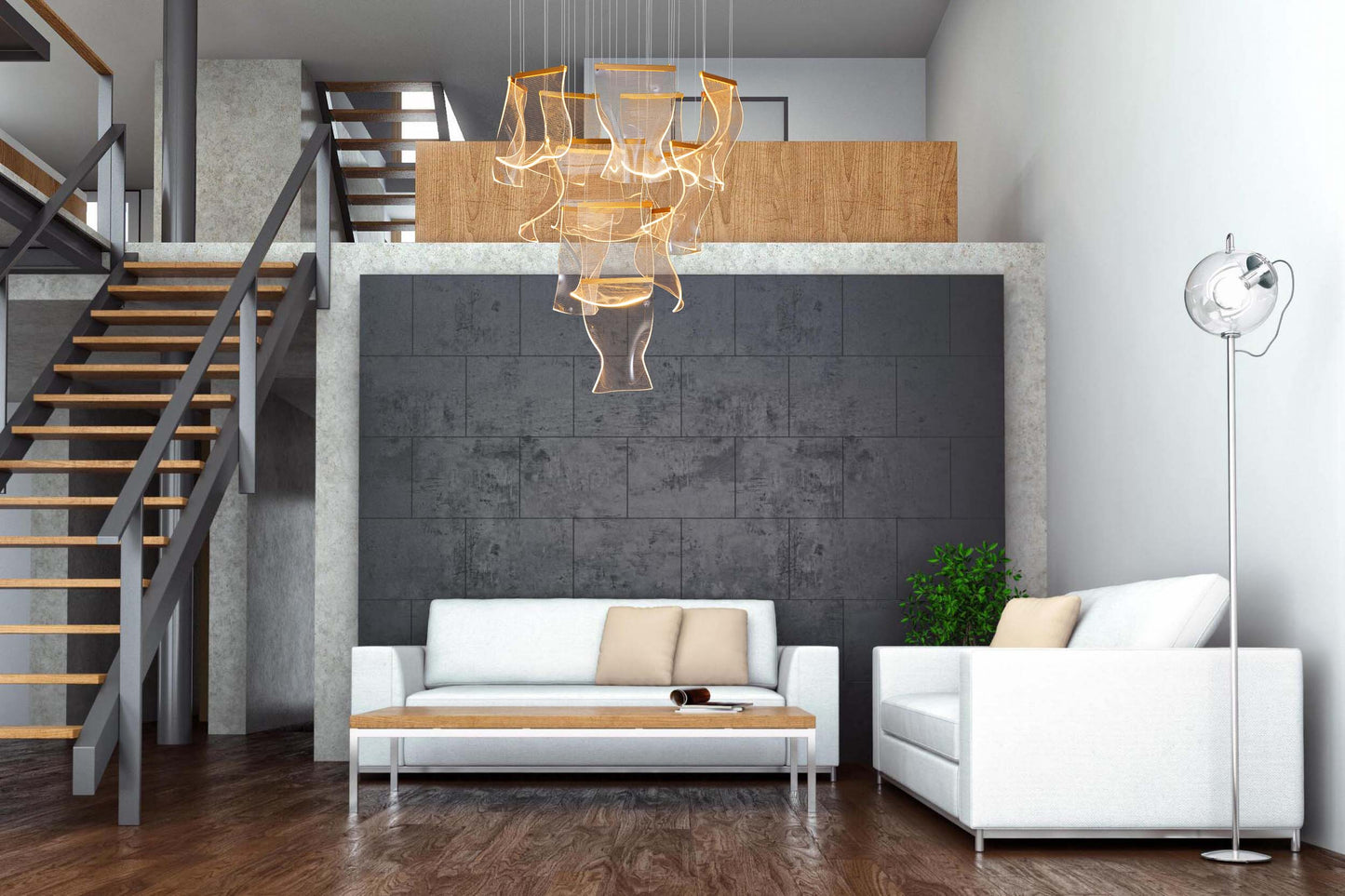 Luxury Acrylic Chandelier 31.5" Wide 16-light Gold LED Multi- Light Pendant