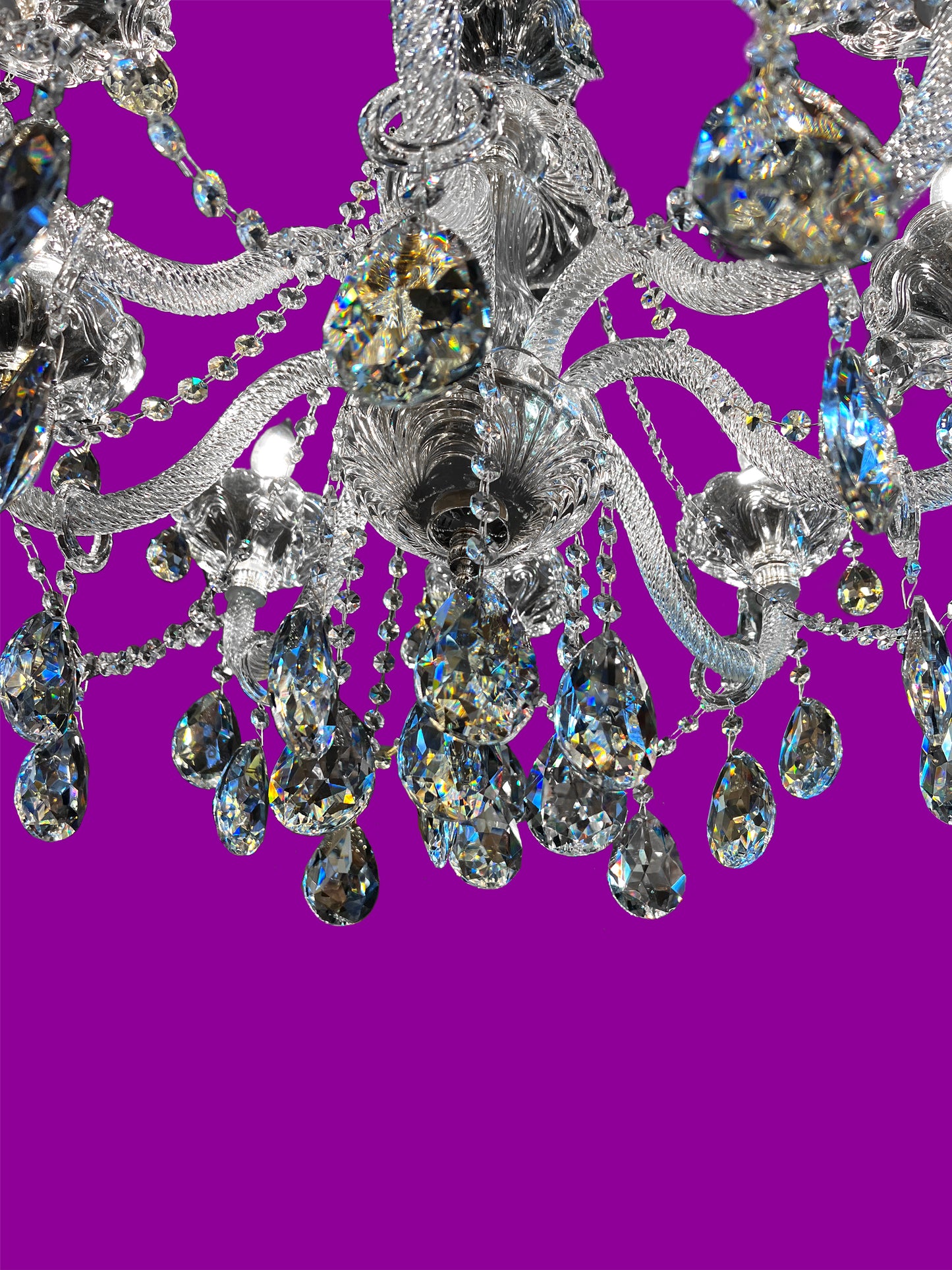 Crystal Chandelier 28" Wide 8-Lights Chrome