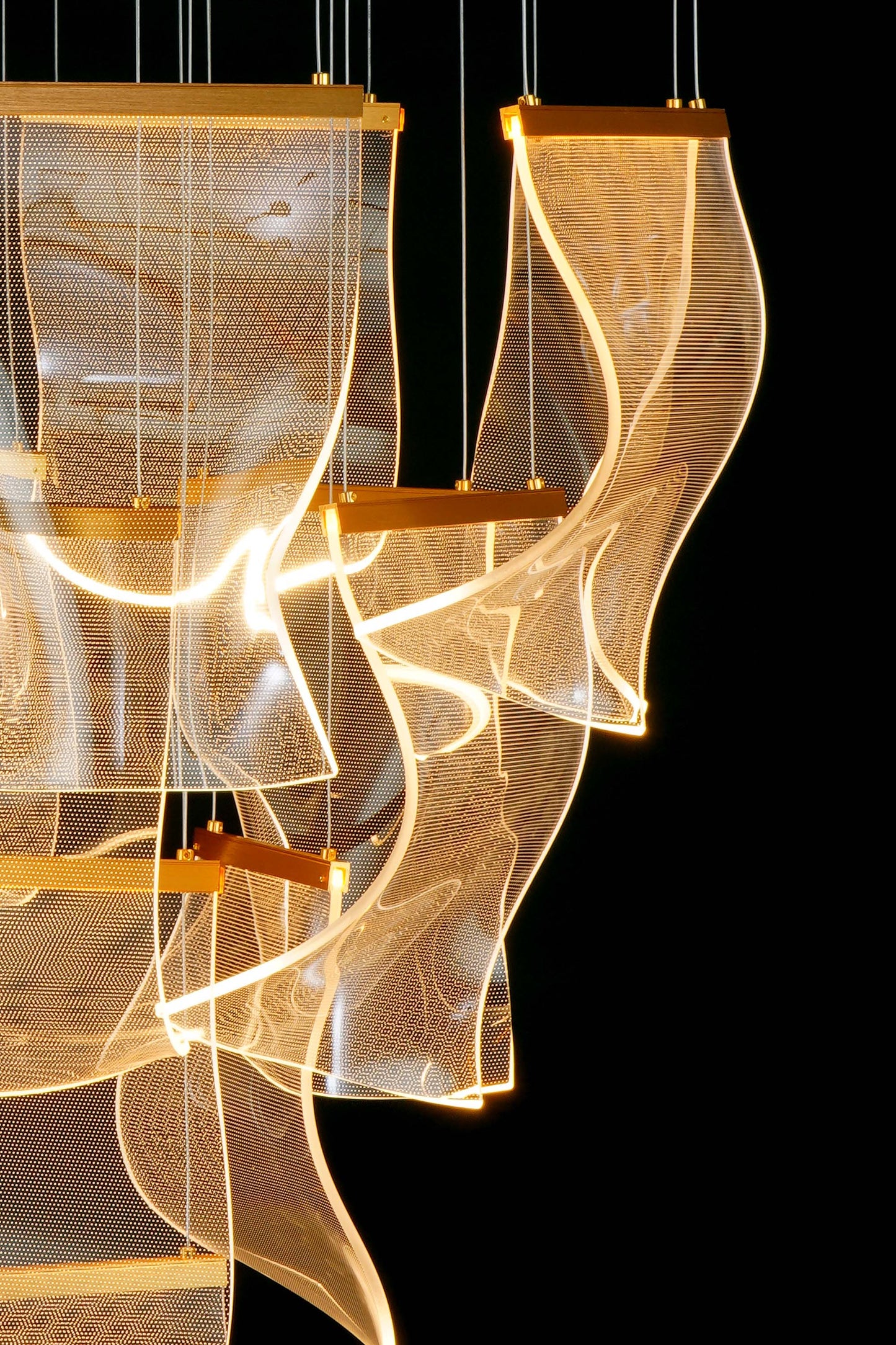 Luxury Acrylic Chandelier 31.5" Wide 16-light Gold LED Multi- Light Pendant