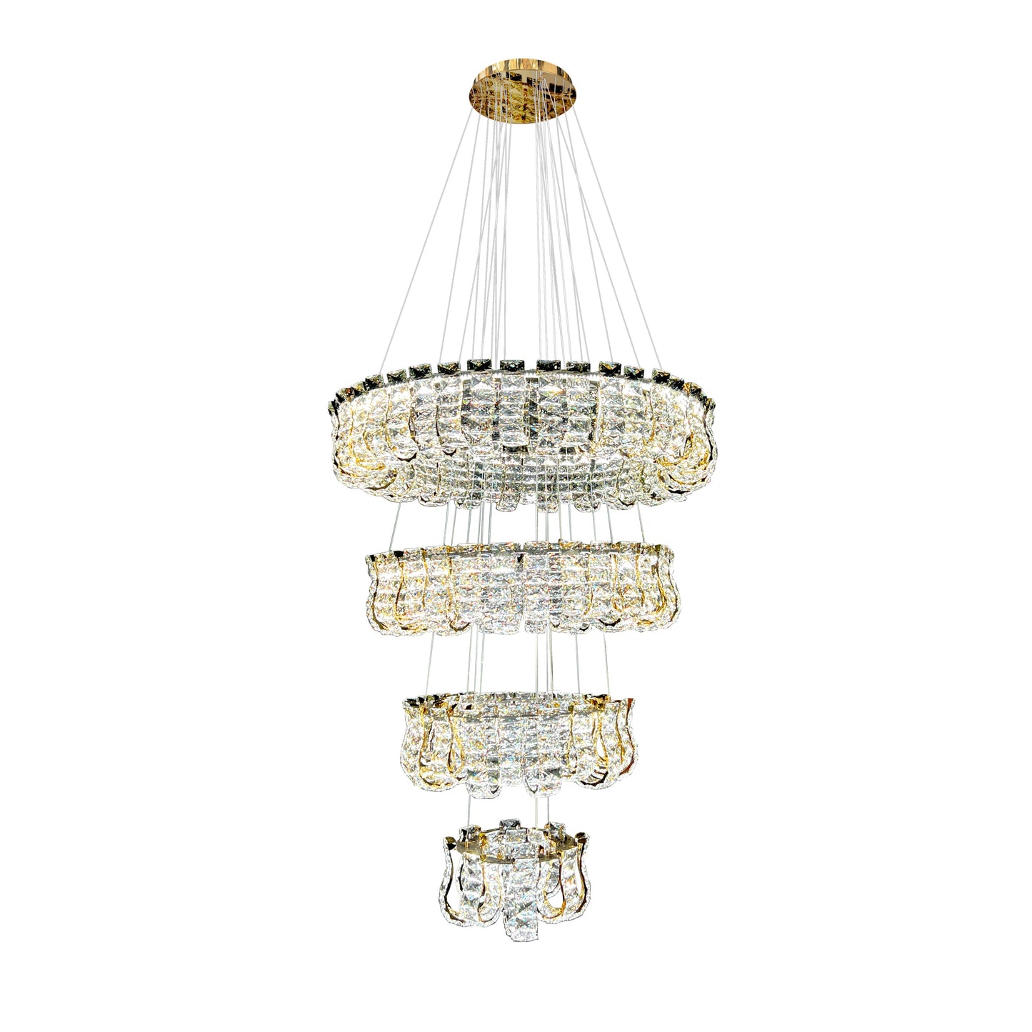 Luxury 4-Tier Gold Crystal LED Chandelier