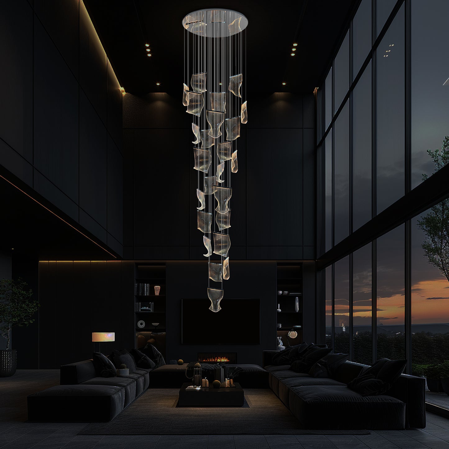 Luxury Chandelier 40" Wide 24-lights Dimmable Chrome