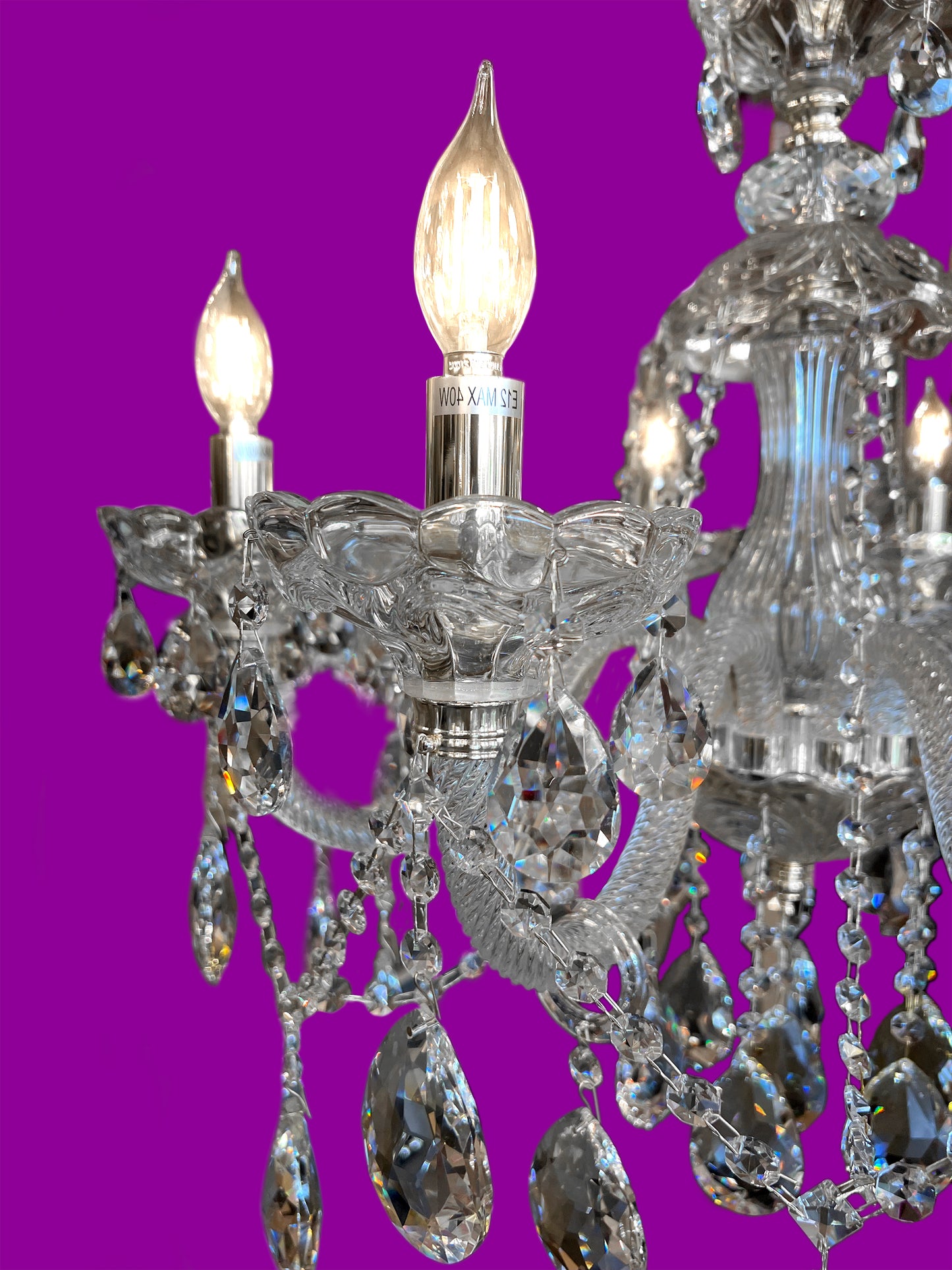 Crystal Chandelier 28" Wide 8-Lights Chrome