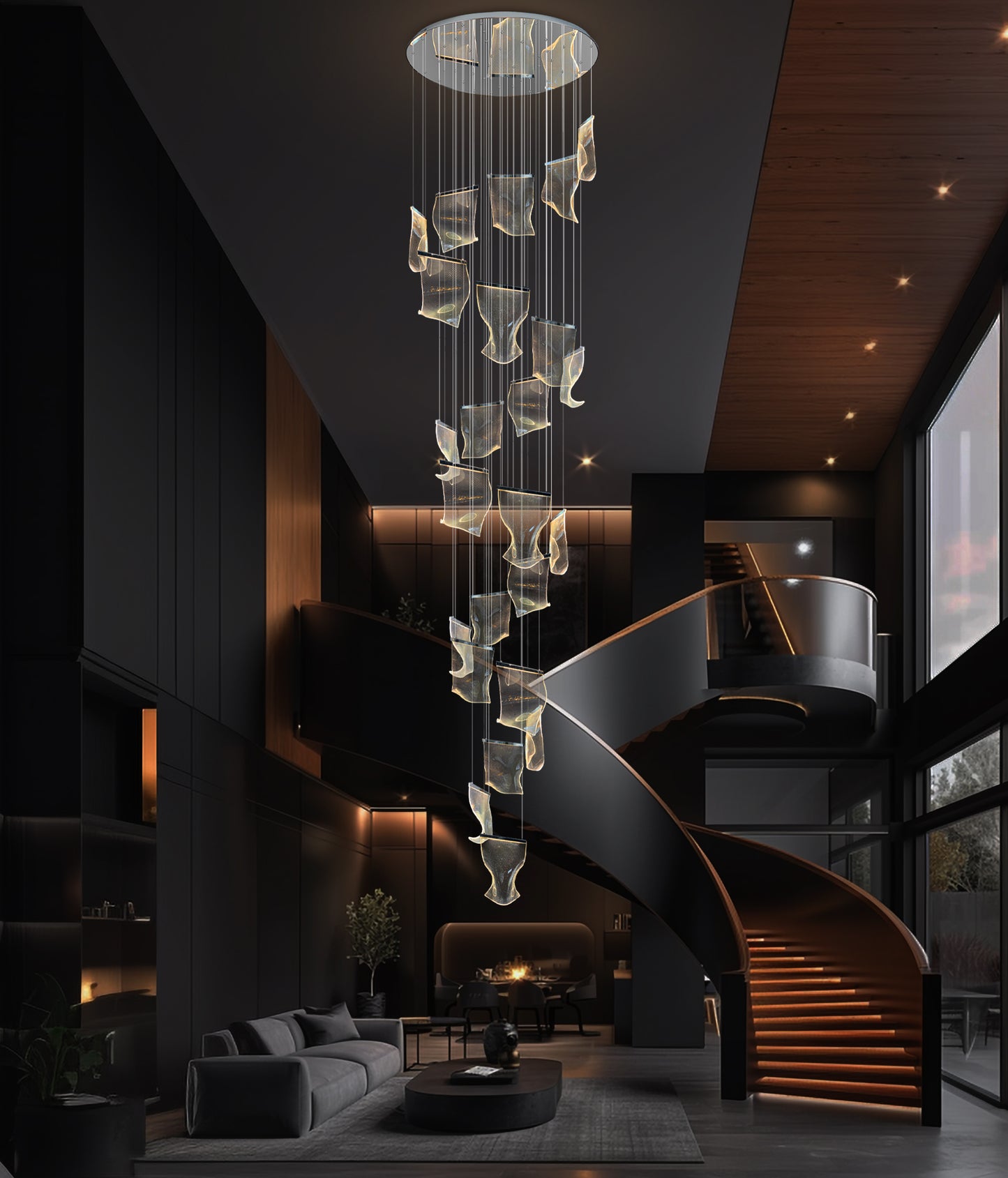 Luxury Chandelier 40" Wide 24-lights Dimmable Chrome