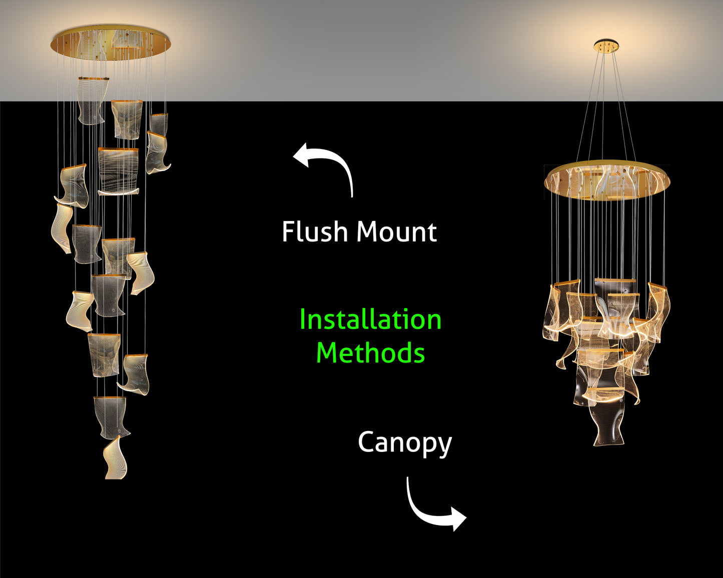 Luxury Acrylic Chandelier 31.5" Wide 16-light Gold LED Multi- Light Pendant