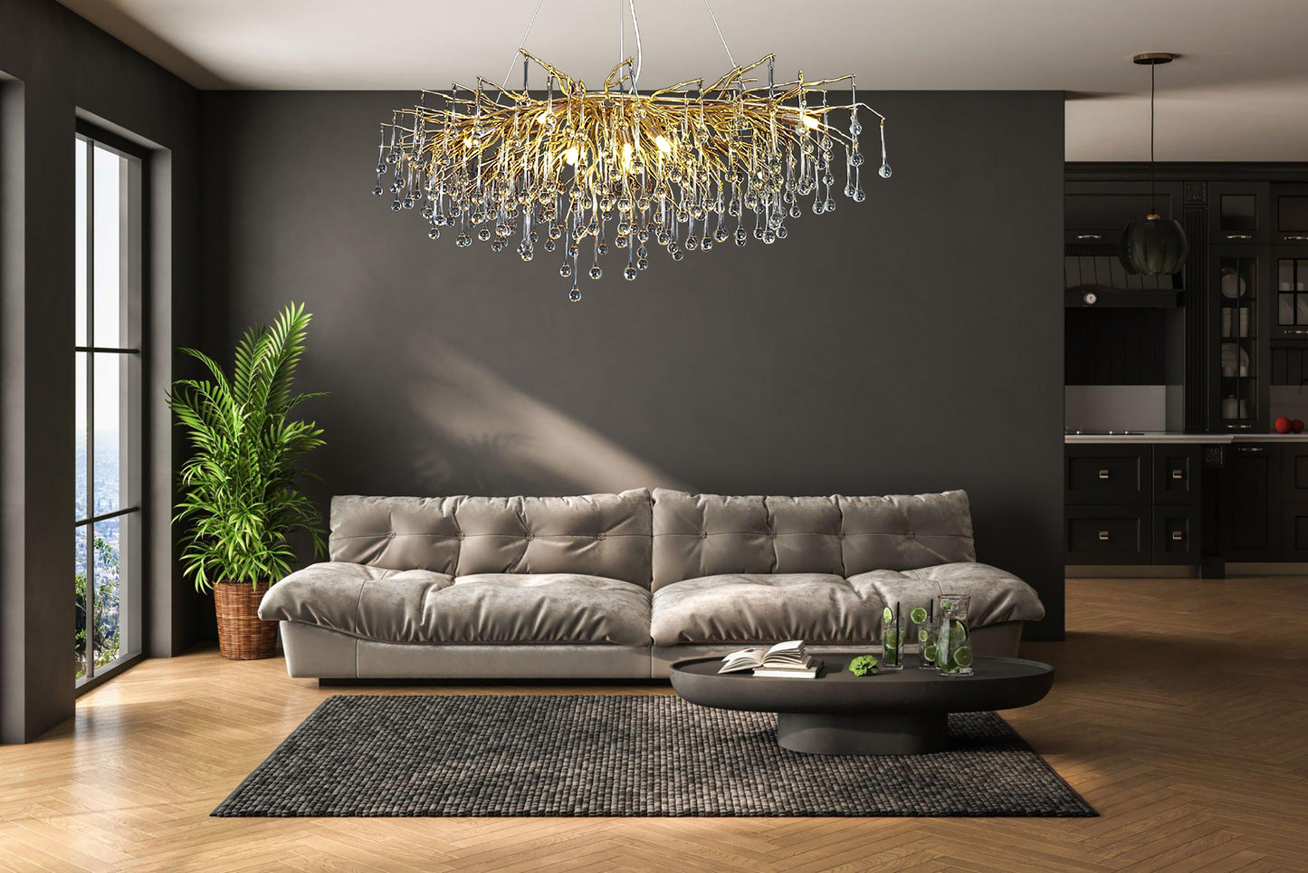 Glass Chandelier branch tree Modern Chandelier Gold Color