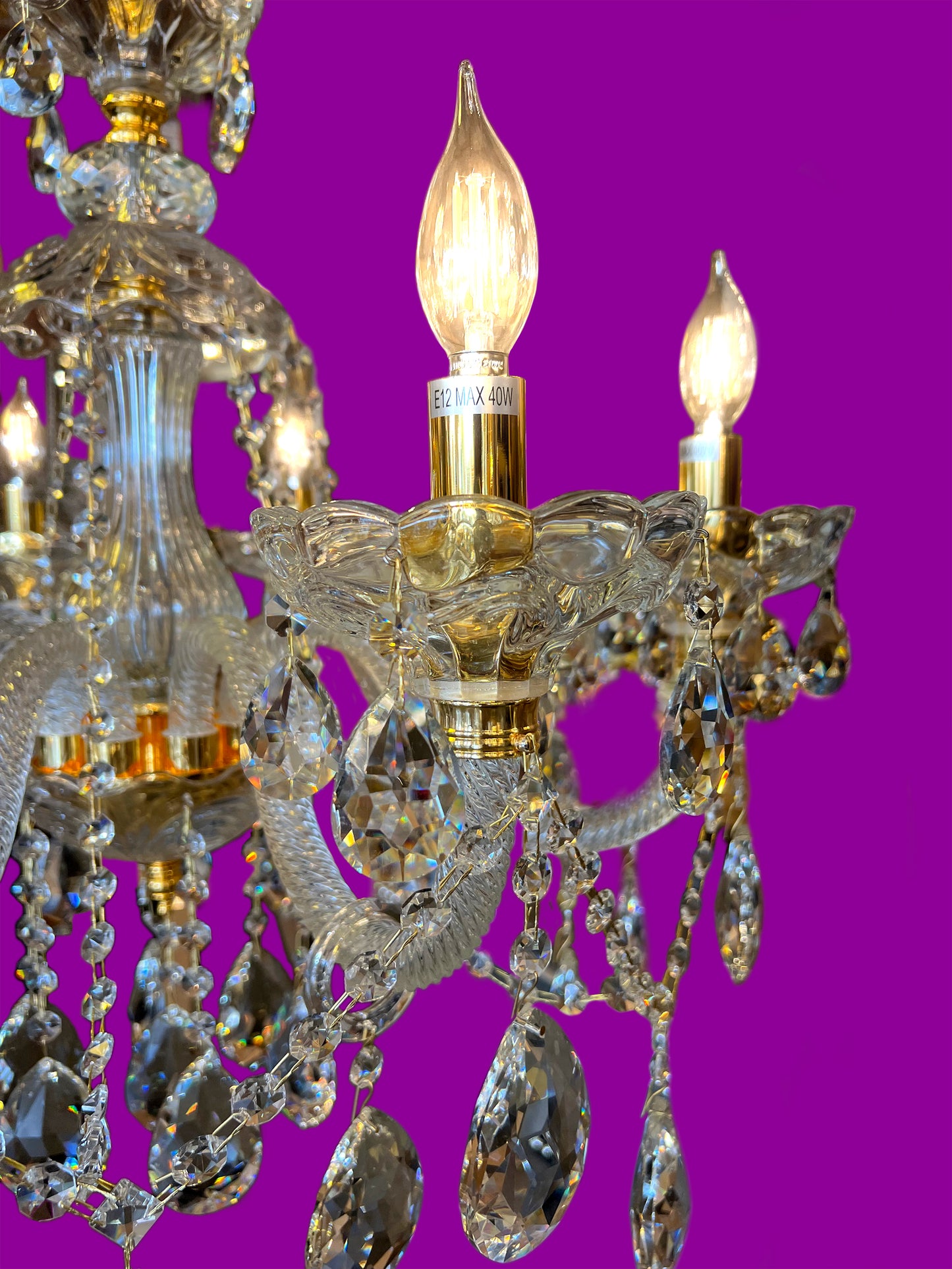 Chandelier 28" Wide Gold Crystal Chandelier