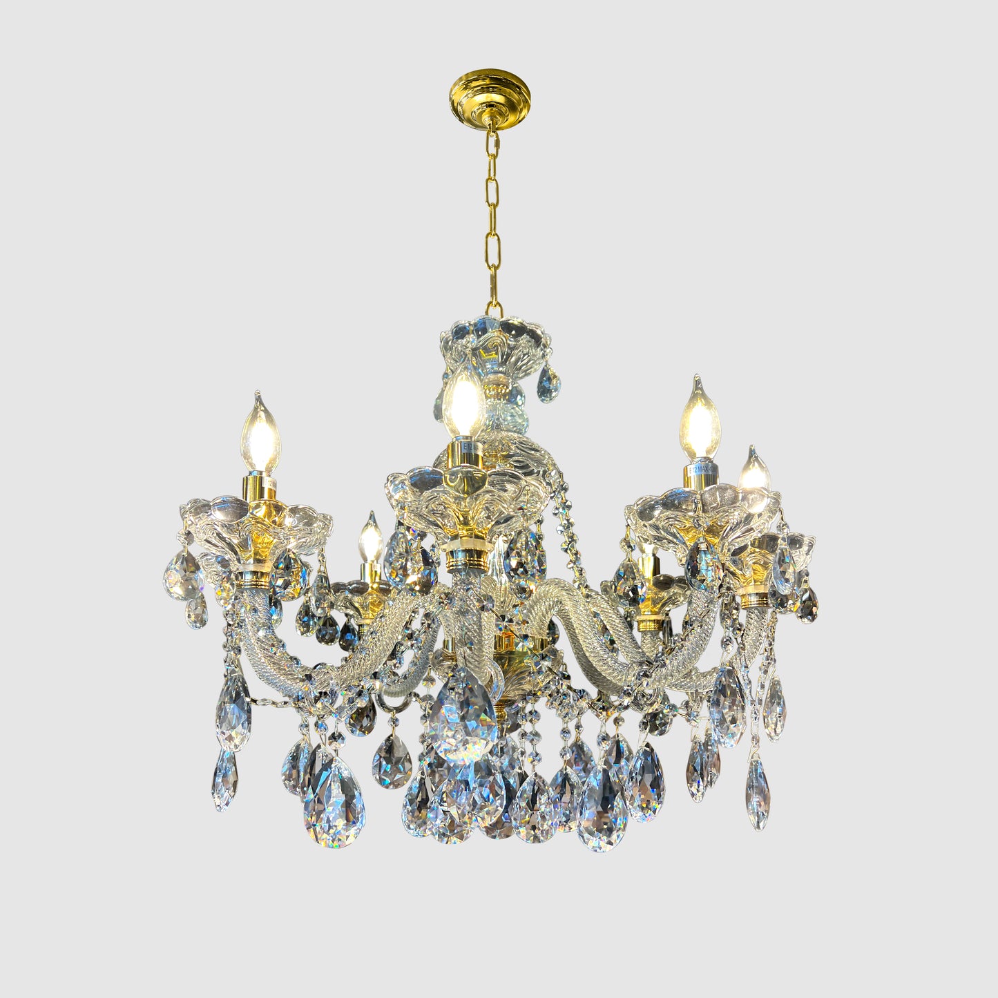 Chandelier 28" Wide Gold Crystal Chandelier