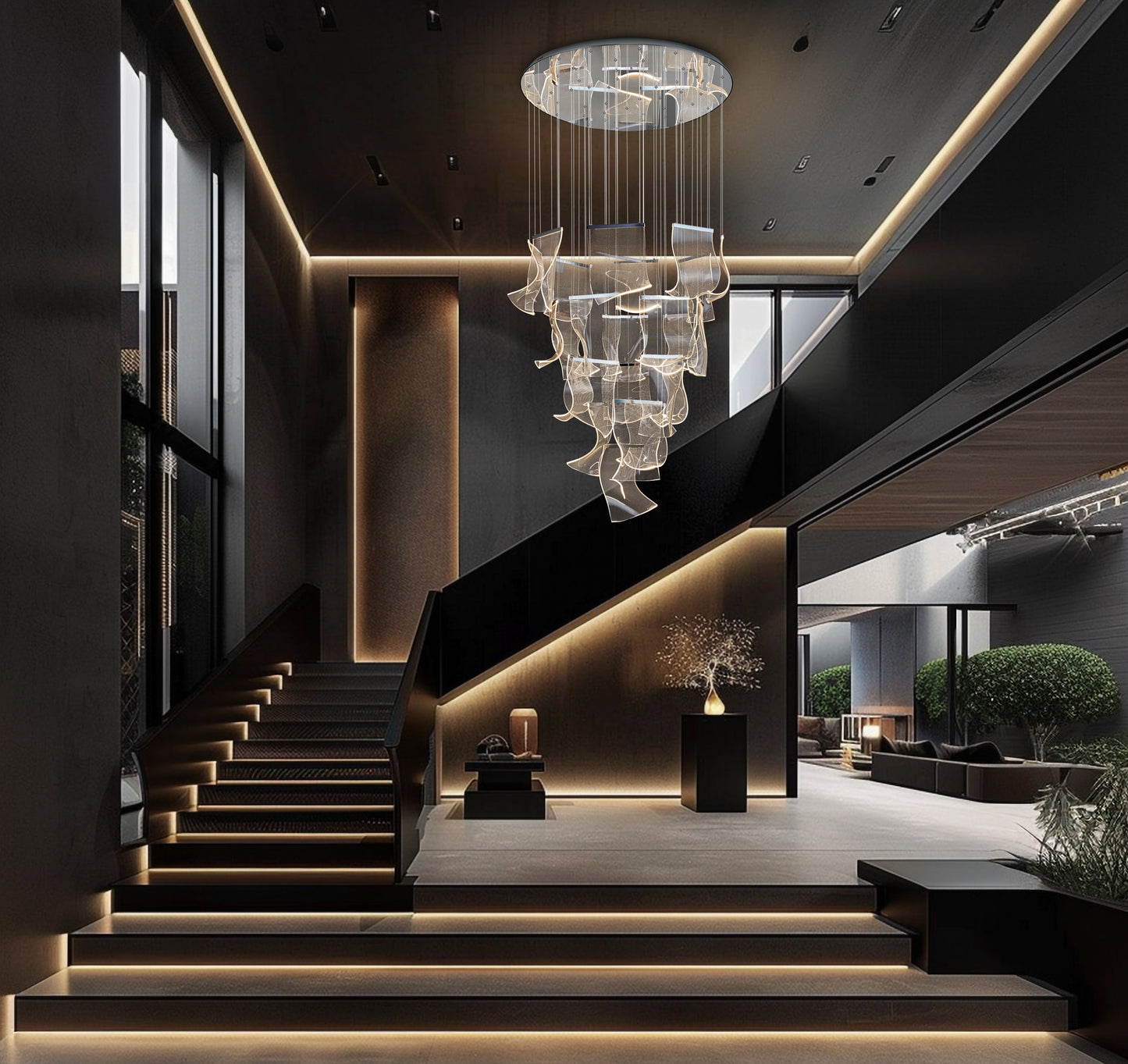 Luxury Chandelier 40" Wide 24-lights Dimmable Chrome