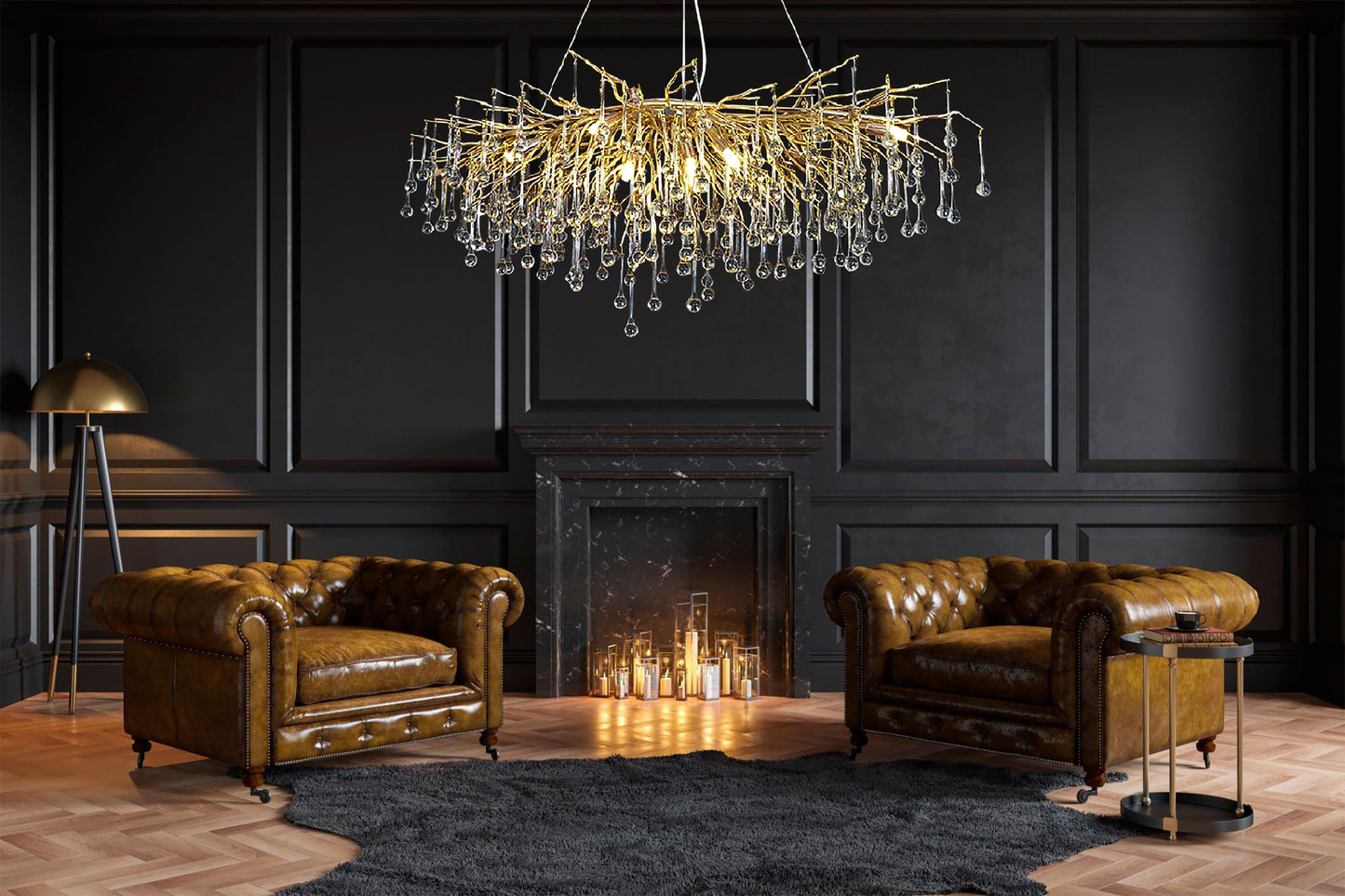 Glass Chandelier branch tree Modern Chandelier Gold Color