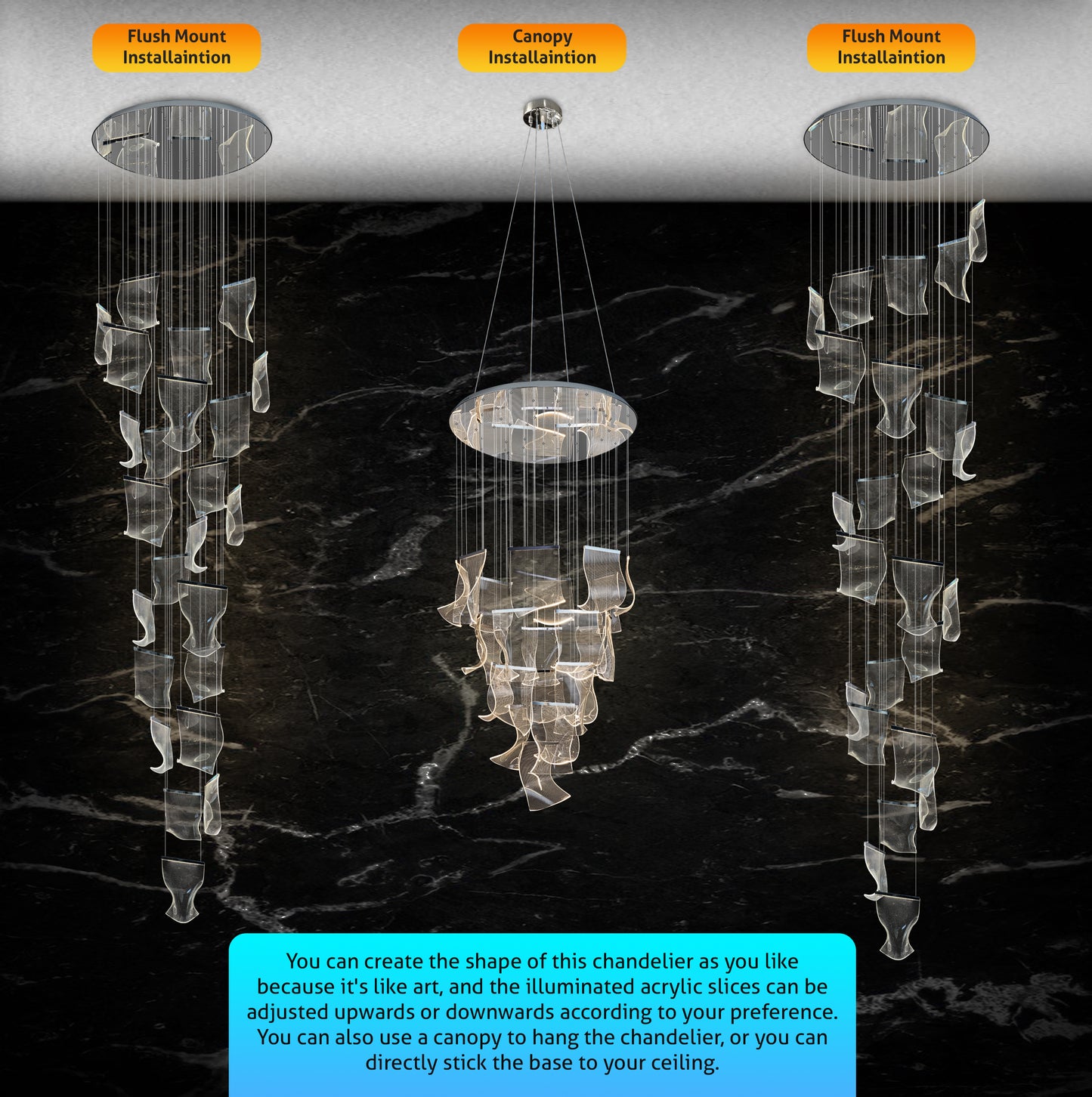 Luxury Chandelier 40" Wide 24-lights Dimmable Chrome