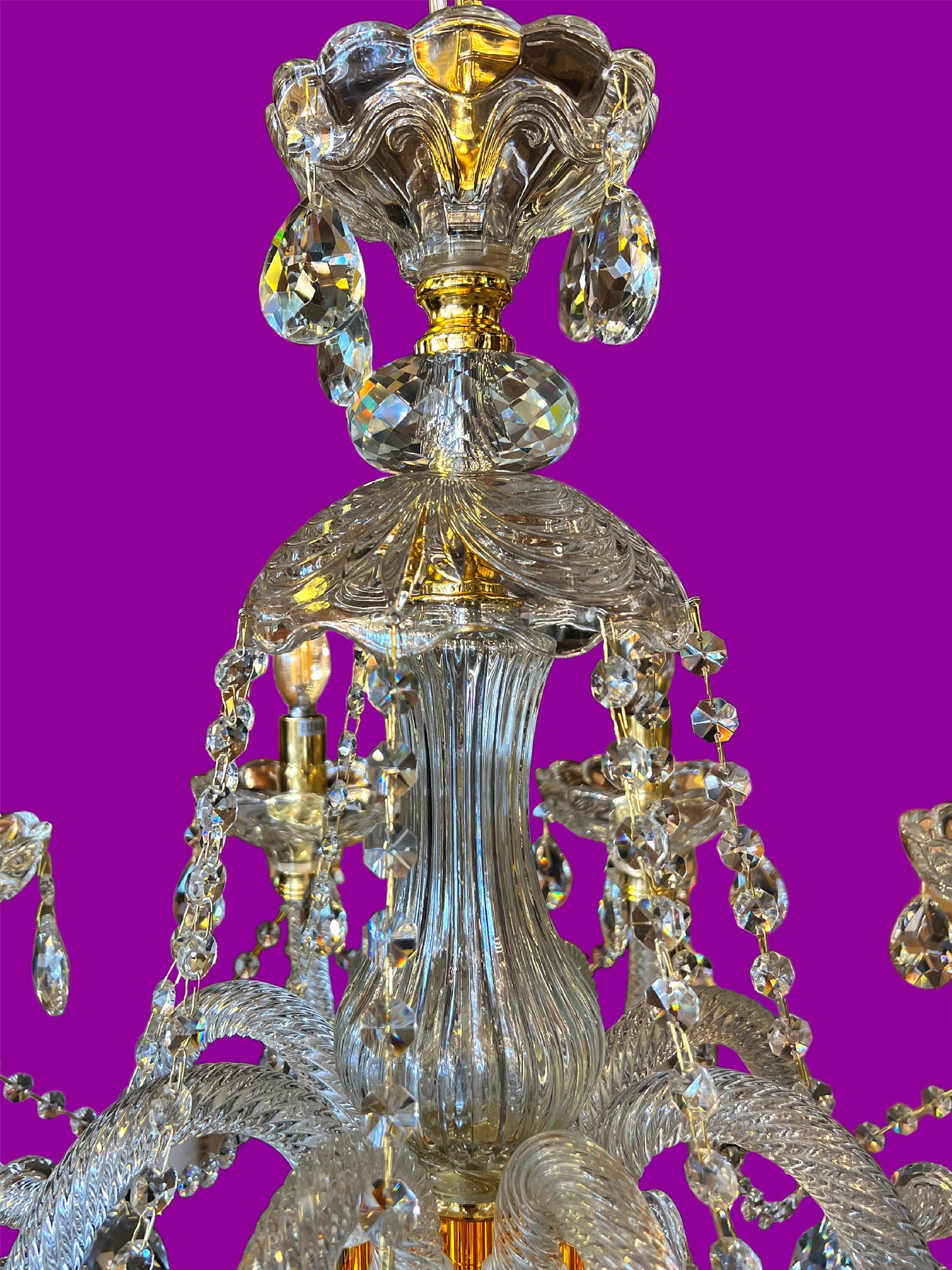 Chandelier 28" Wide Gold Crystal Chandelier