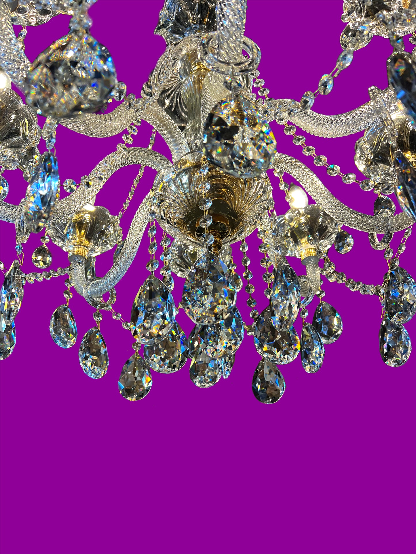 Chandelier 28" Wide Gold Crystal Chandelier
