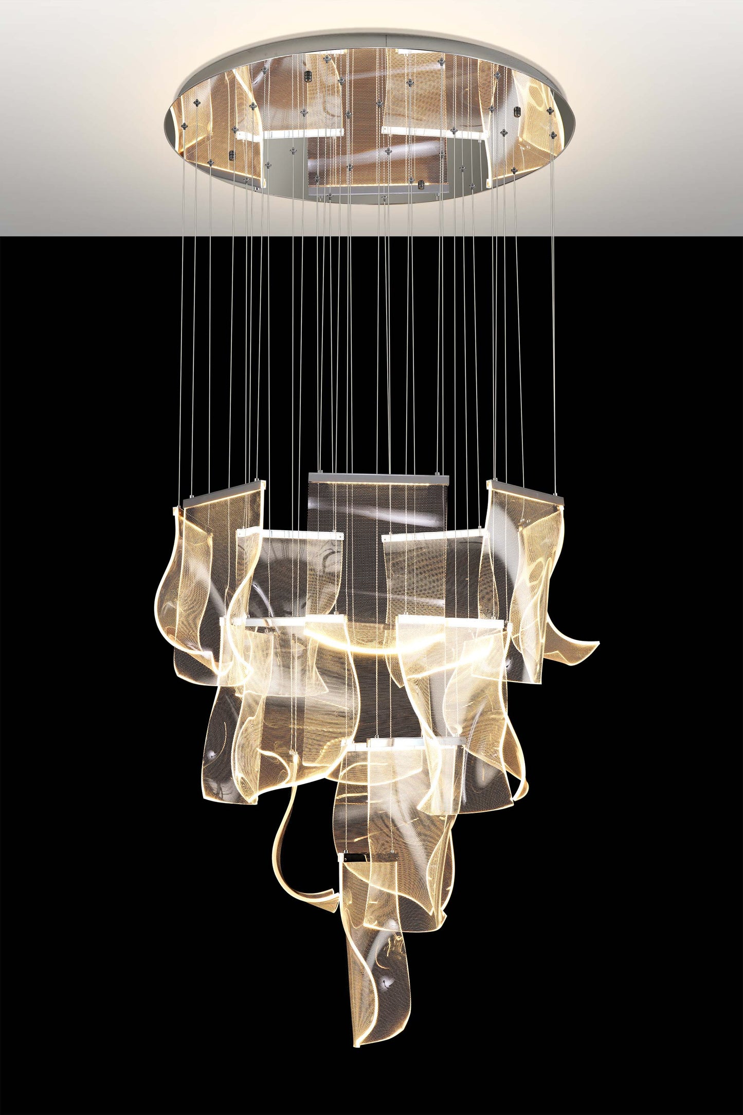 Luxury Acrylic Chandelier 31.5" Wide Dimmable 16-light Silver LED Multi- Light Pendant