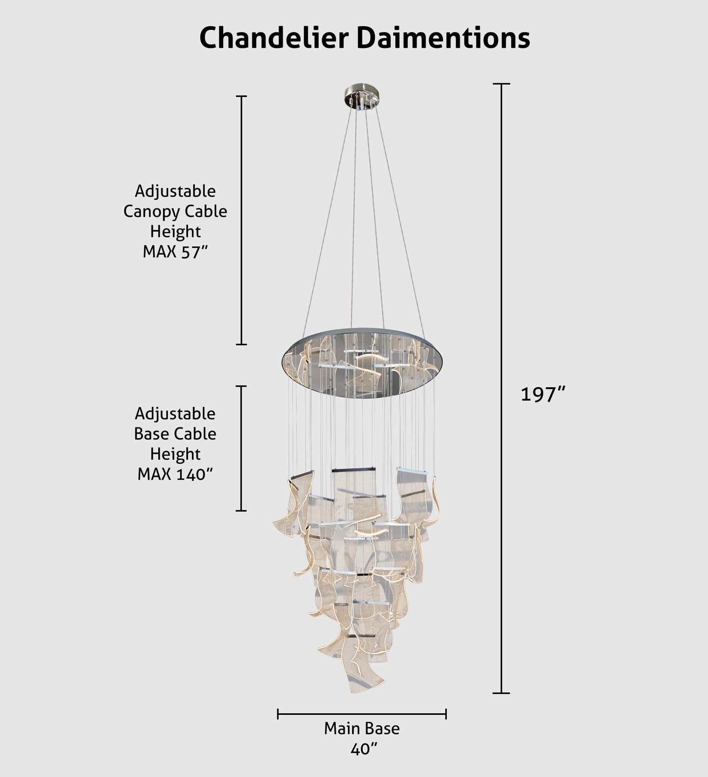 Luxury Chandelier 40" Wide 24-lights Dimmable Chrome