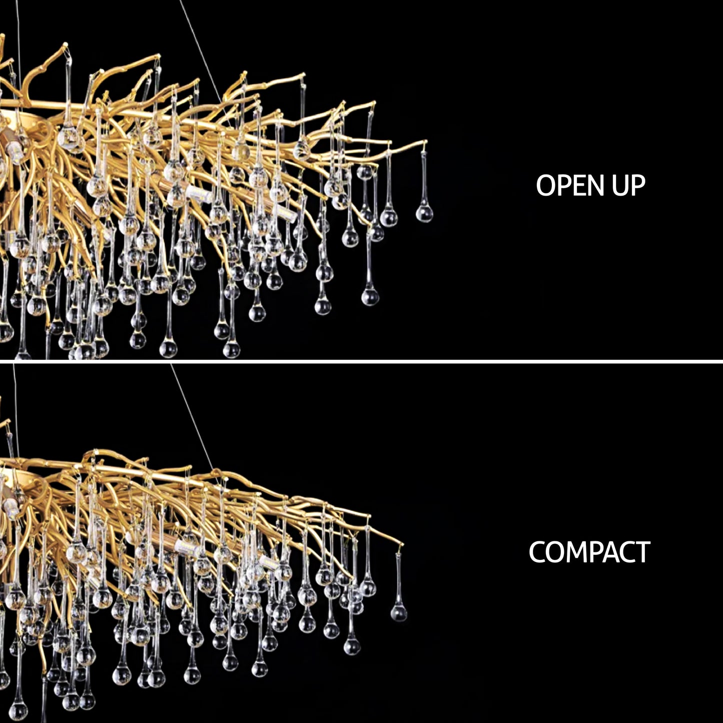Glass Chandelier branch tree Modern Chandelier Gold Color