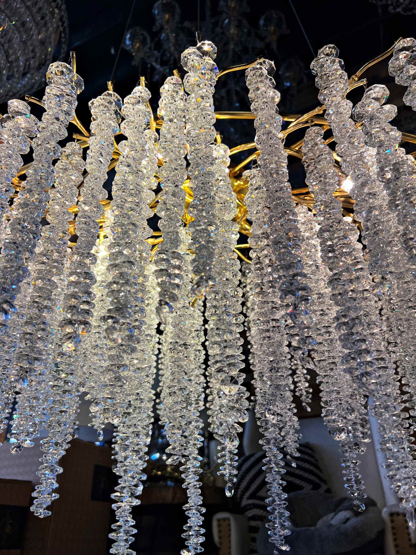 Luxury Tree Brunch Chandelier Linear Crystal Pendant Light Gold Lighting