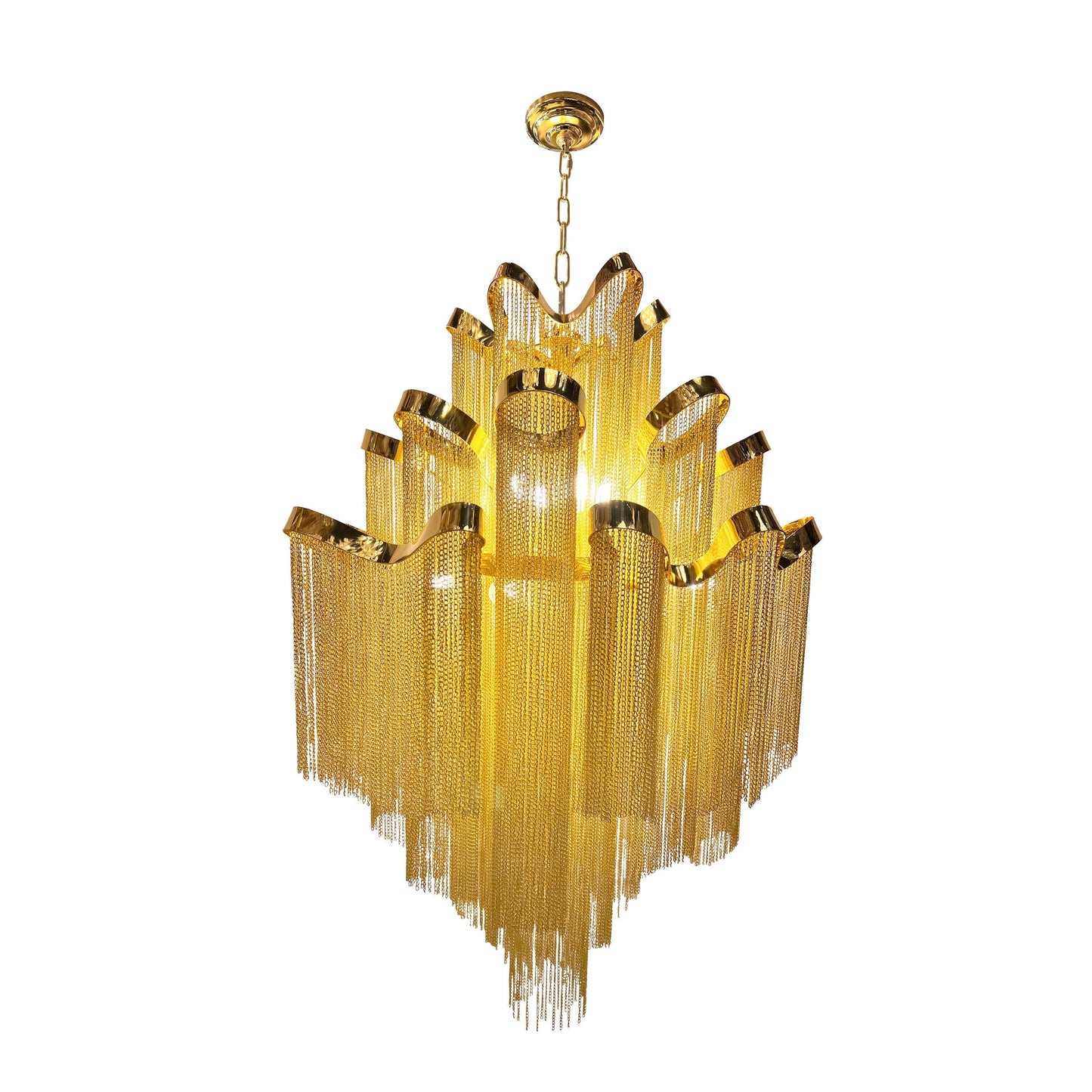 Modern gold dimmable chain chandelier