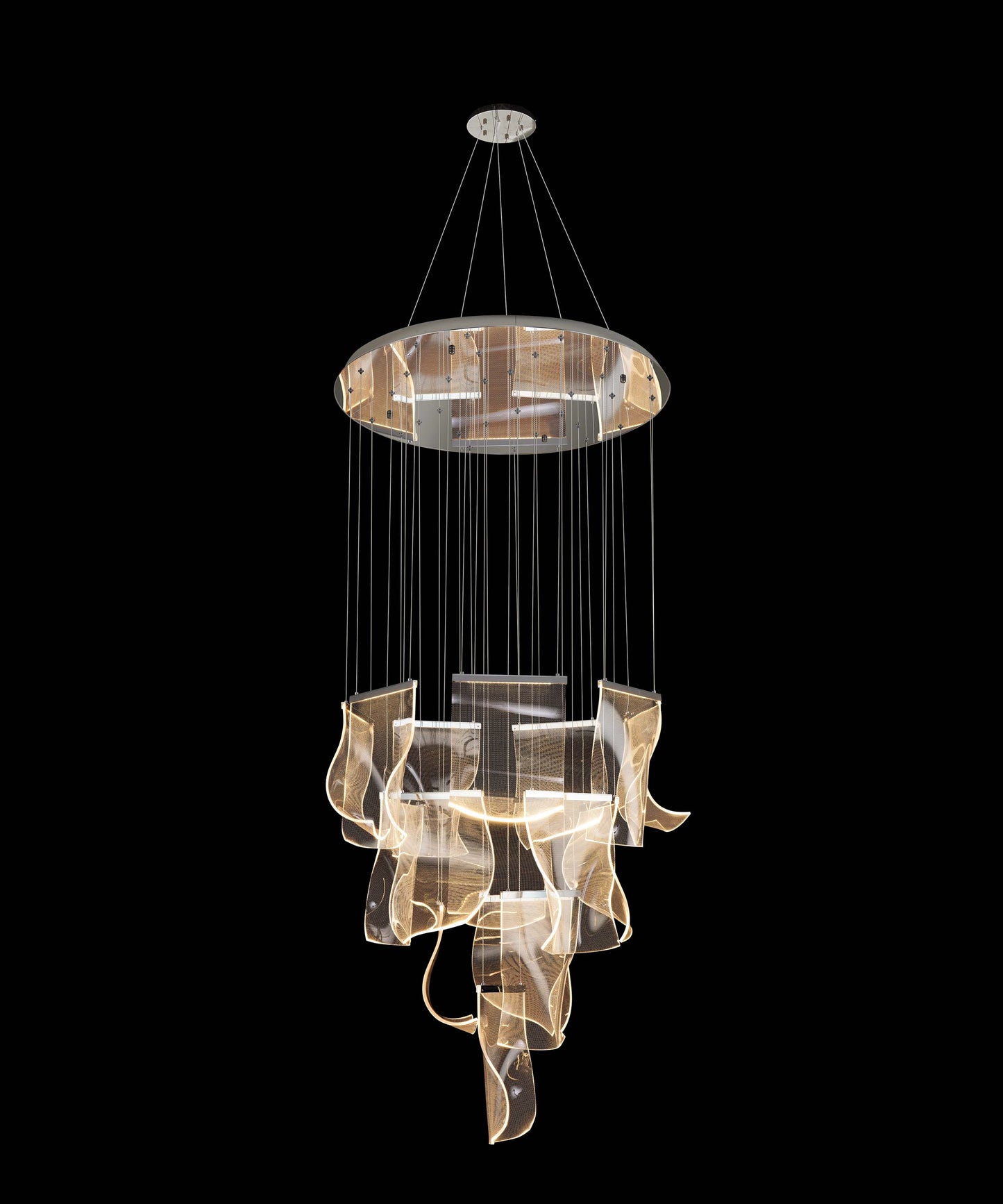 Luxury Acrylic Chandelier 31.5" Wide Dimmable 16-light Silver LED Multi- Light Pendant