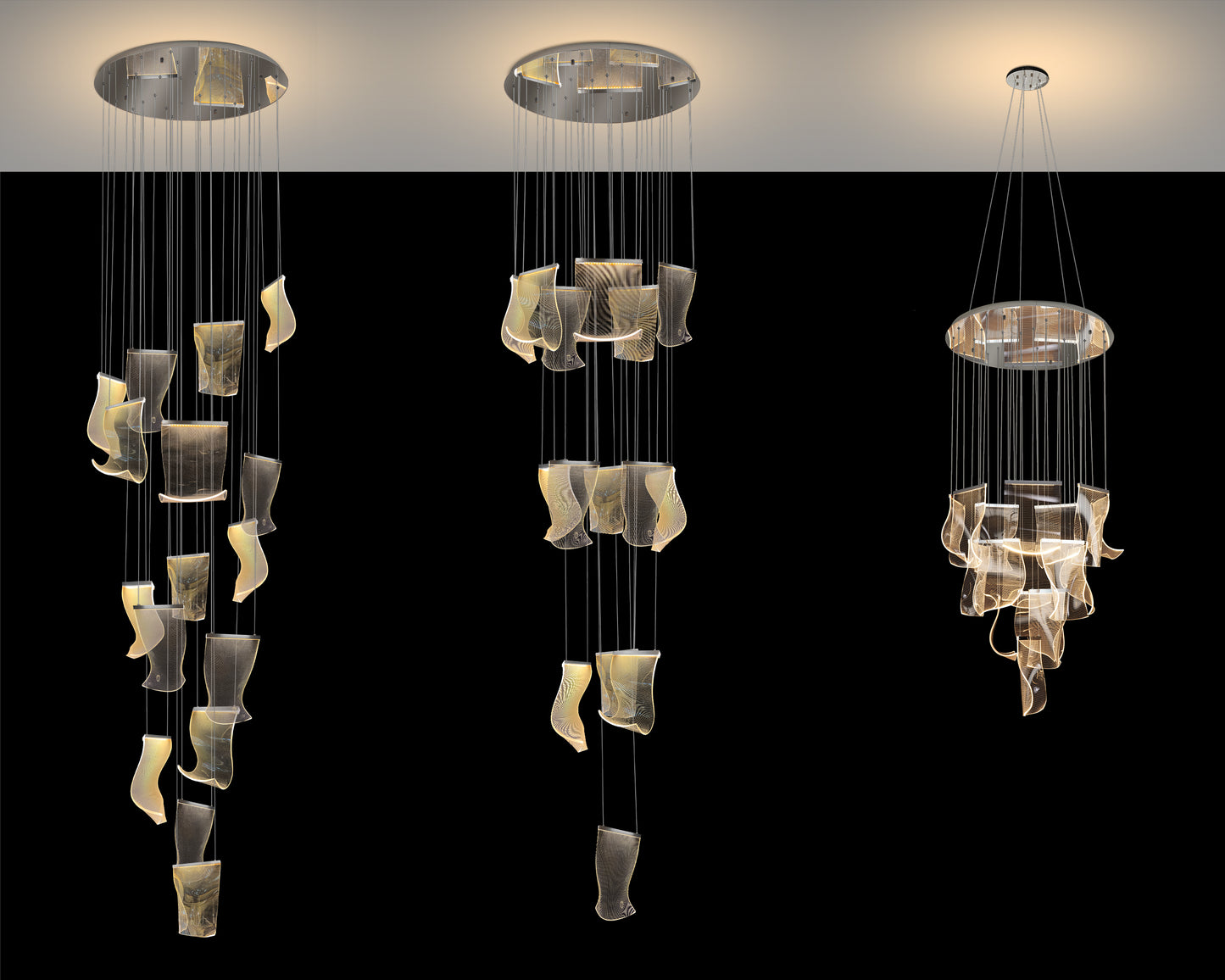 Luxury Acrylic Chandelier 31.5" Wide Dimmable 16-light Silver LED Multi- Light Pendant