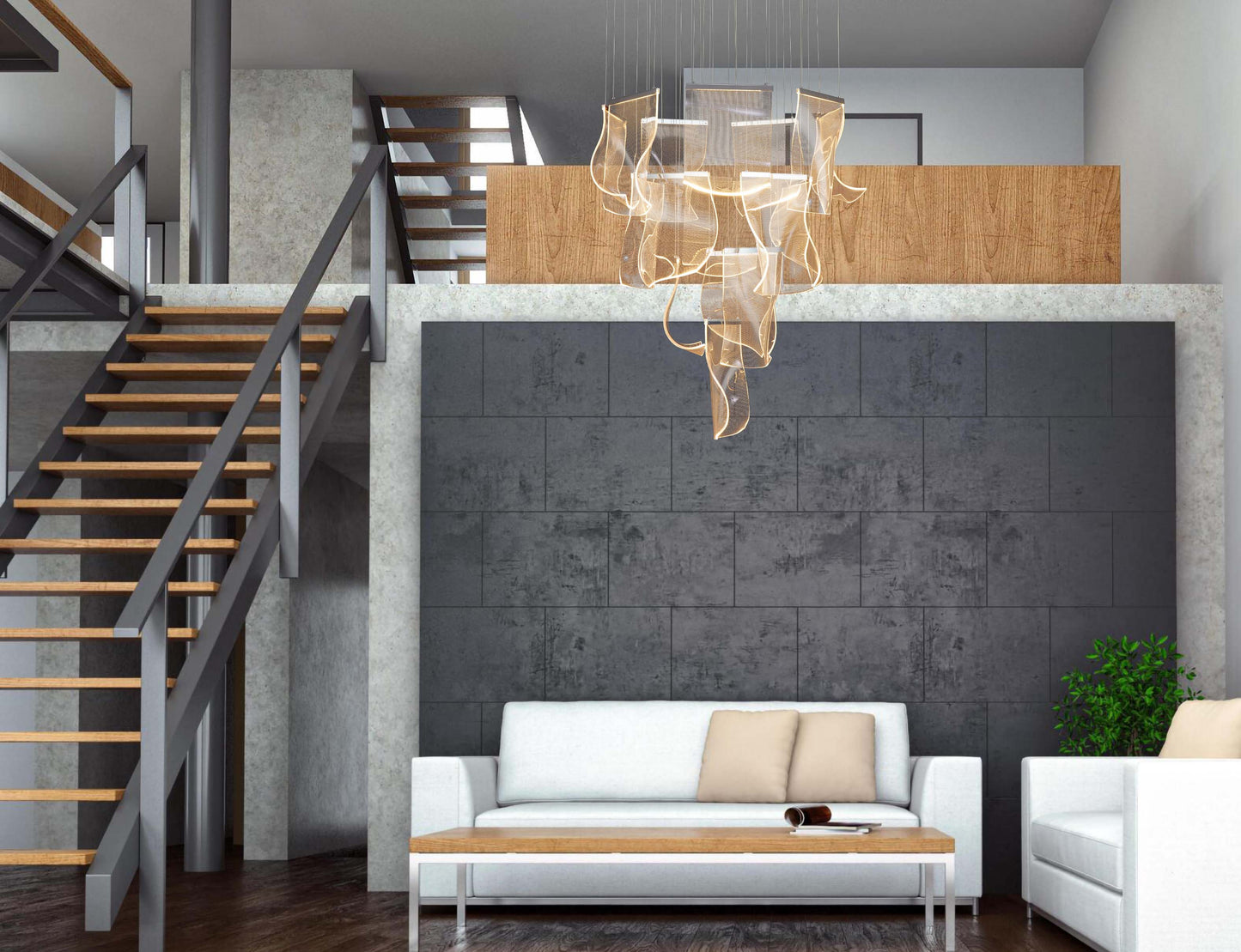 Luxury Acrylic Chandelier 31.5" Wide Dimmable 16-light Silver LED Multi- Light Pendant