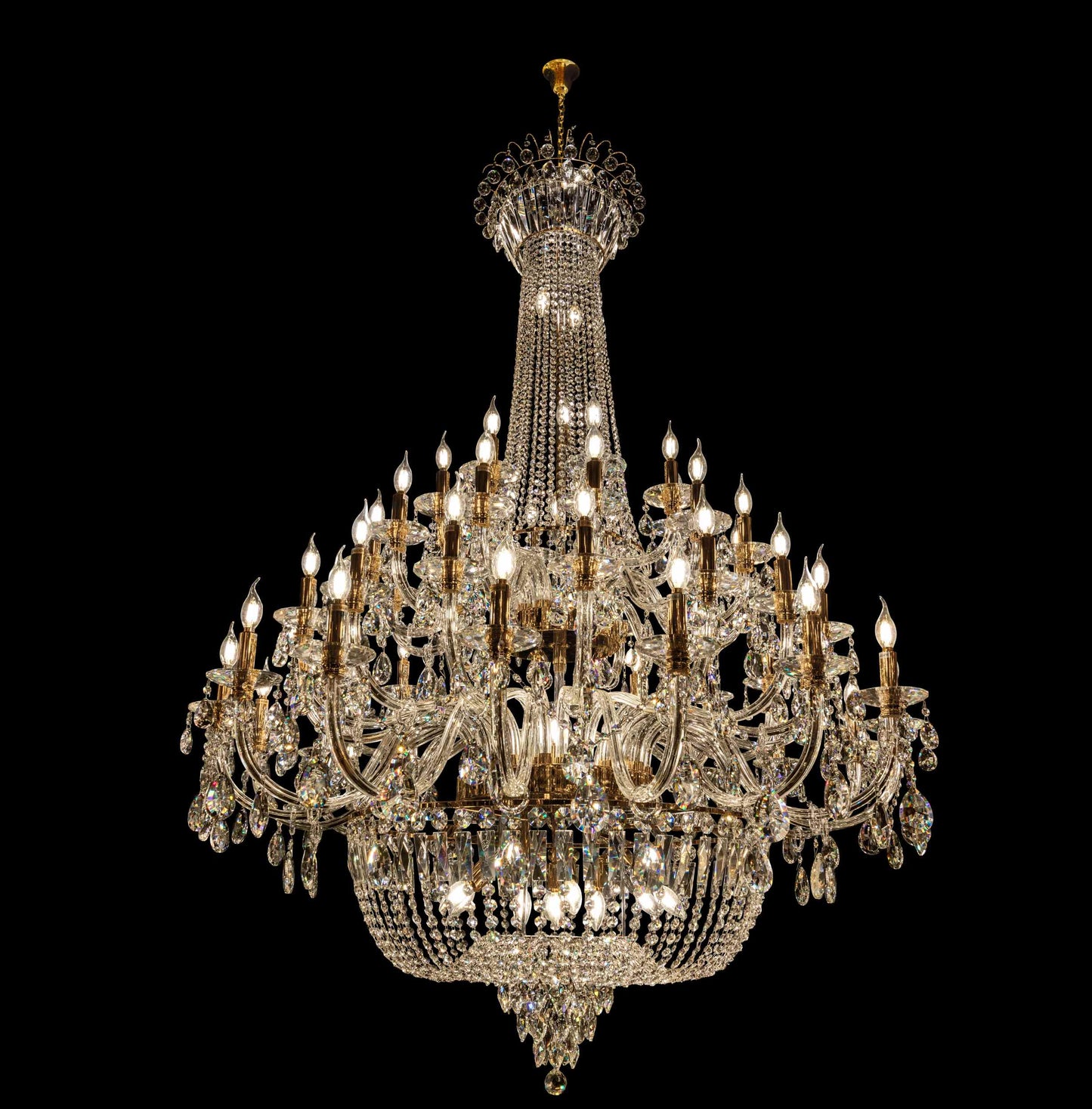 Chandelier Crystal 56" Wide 64-Lights Gold Finish