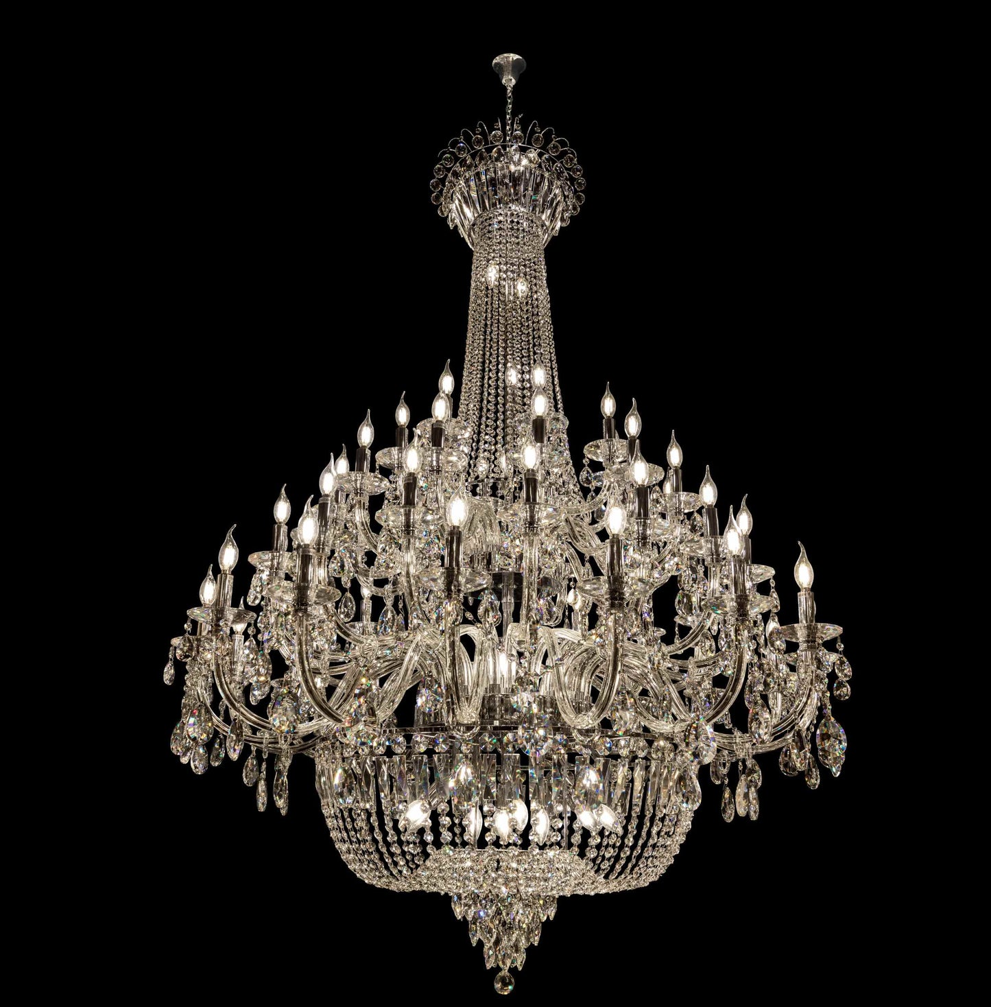 Chandelier Crystal 56" Wide 64-Lights Chrome