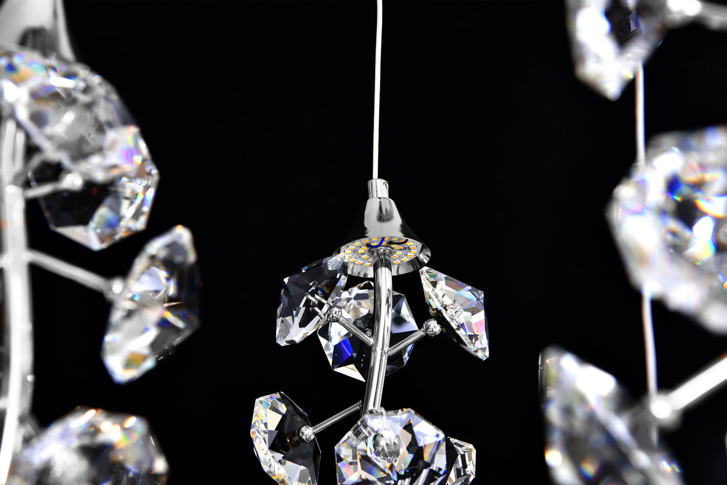 clear detail crystal dimmable 23 LED chandelier in chrome chandelier