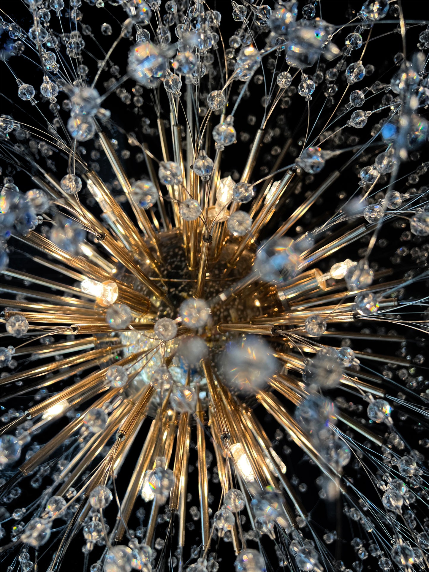 Starburst Gold Chandelier 32" Wide Crystal Lighting Fixture