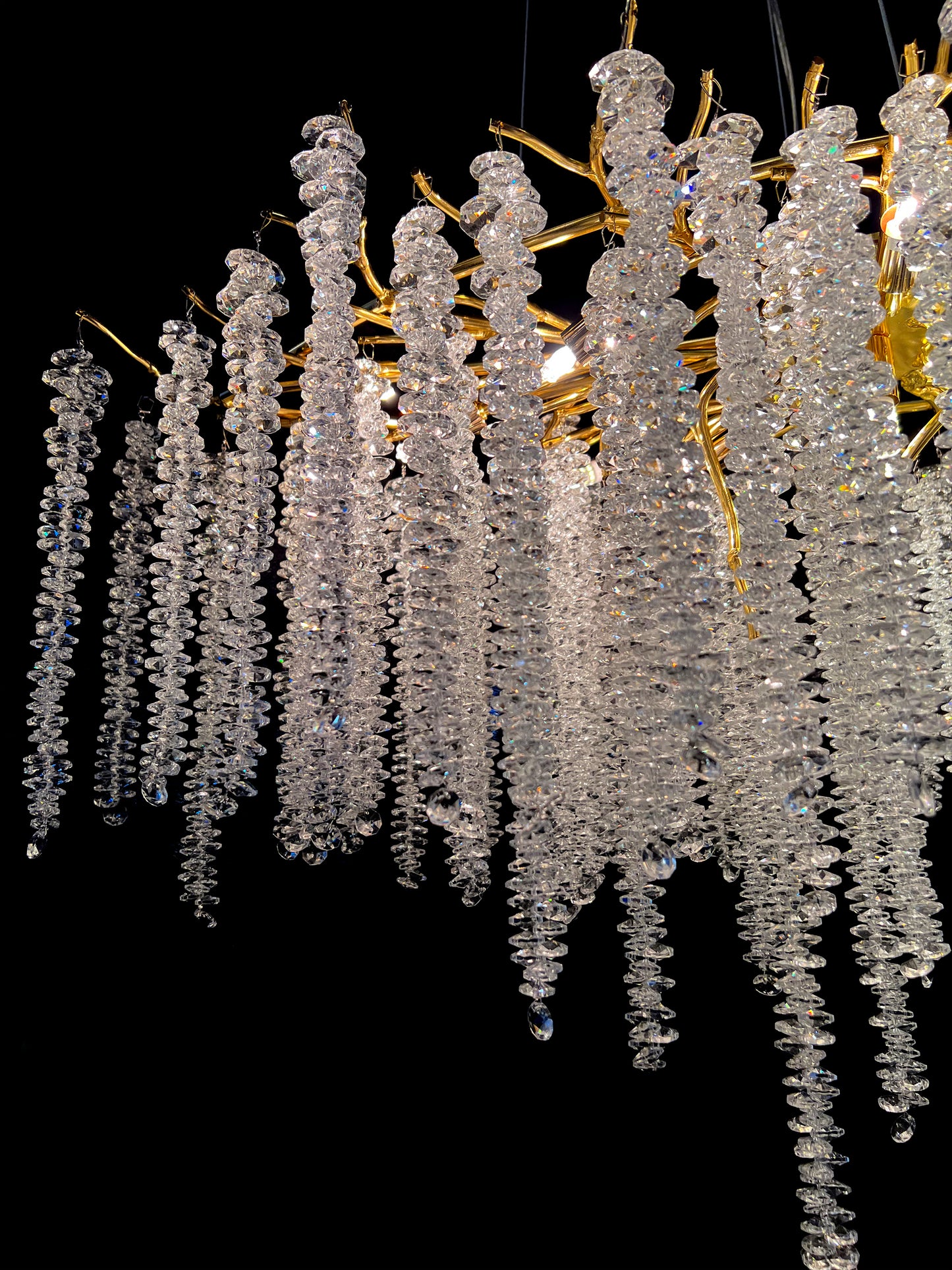 Luxury Tree Brunch Chandelier Linear Crystal Pendant Light Gold Lighting