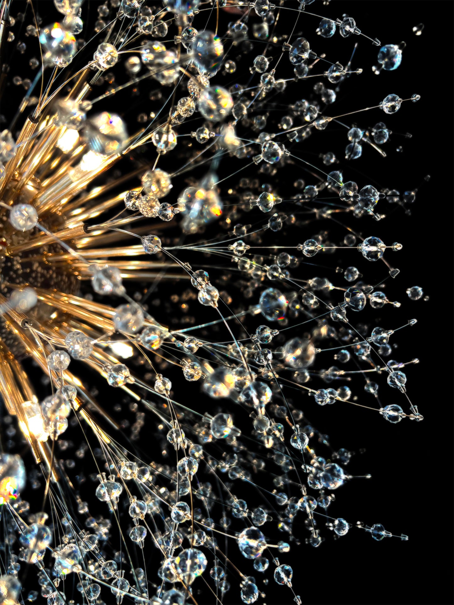Starburst Gold Chandelier 32" Wide Crystal Lighting Fixture