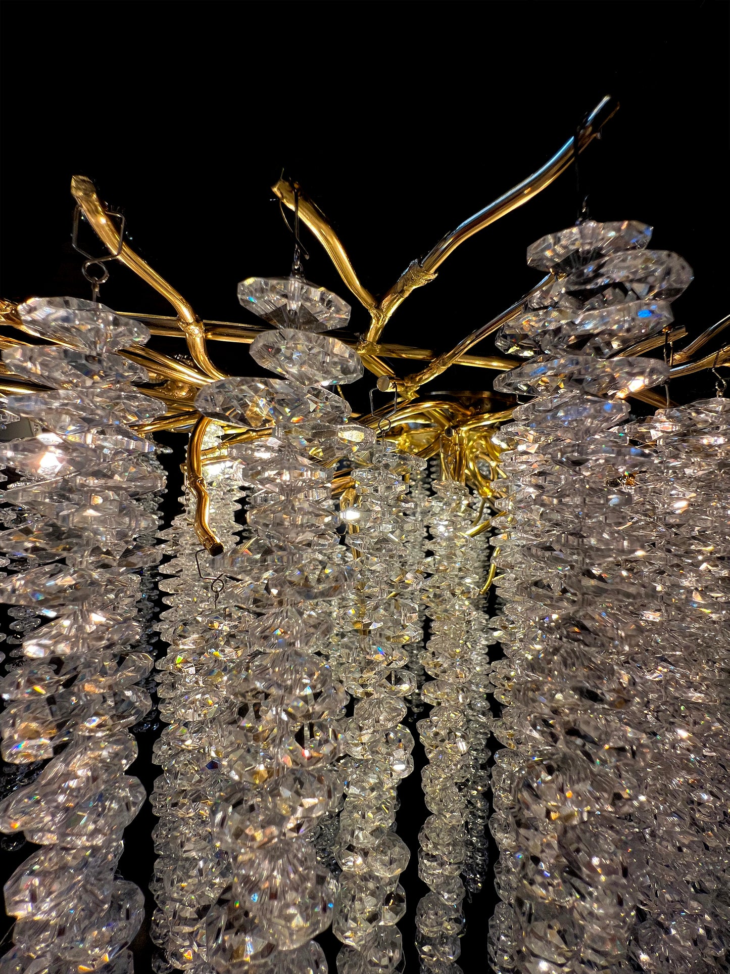 Luxury Tree Brunch Chandelier Linear Crystal Pendant Light Gold Lighting