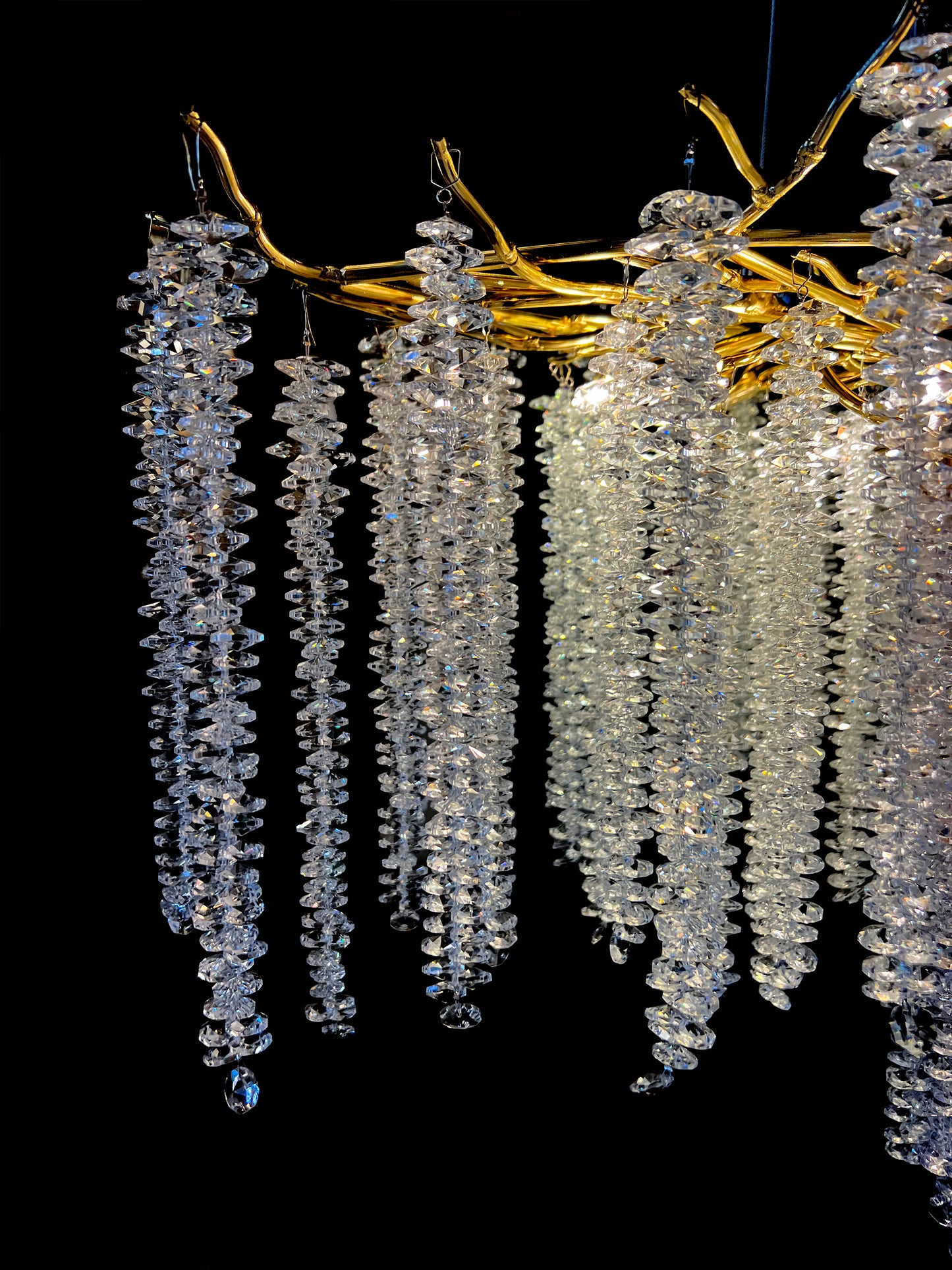 Luxury Tree Brunch Chandelier Linear Crystal Pendant Light Gold Lighting