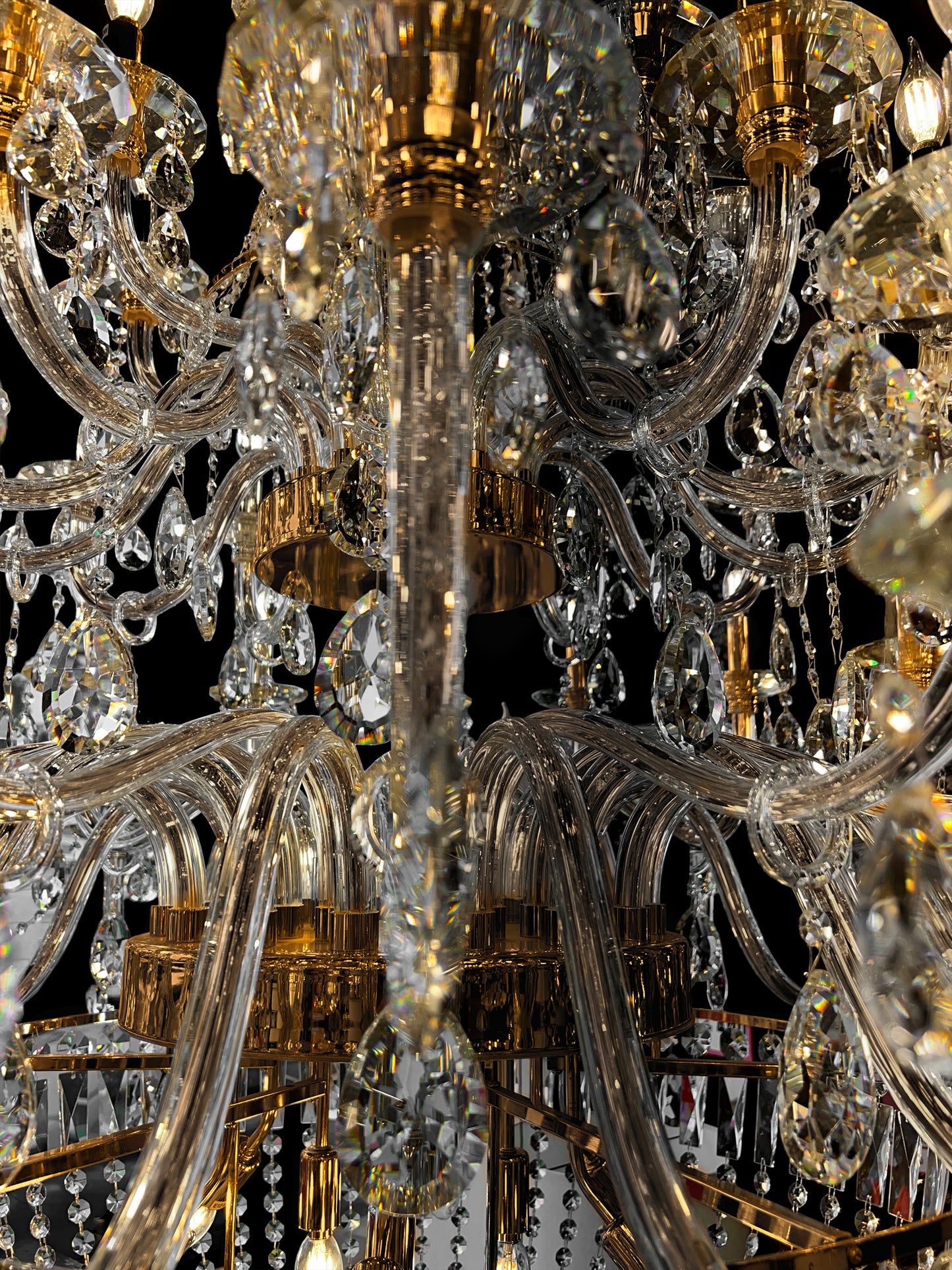 Chandelier Crystal 56" Wide 64-Lights Gold Finish