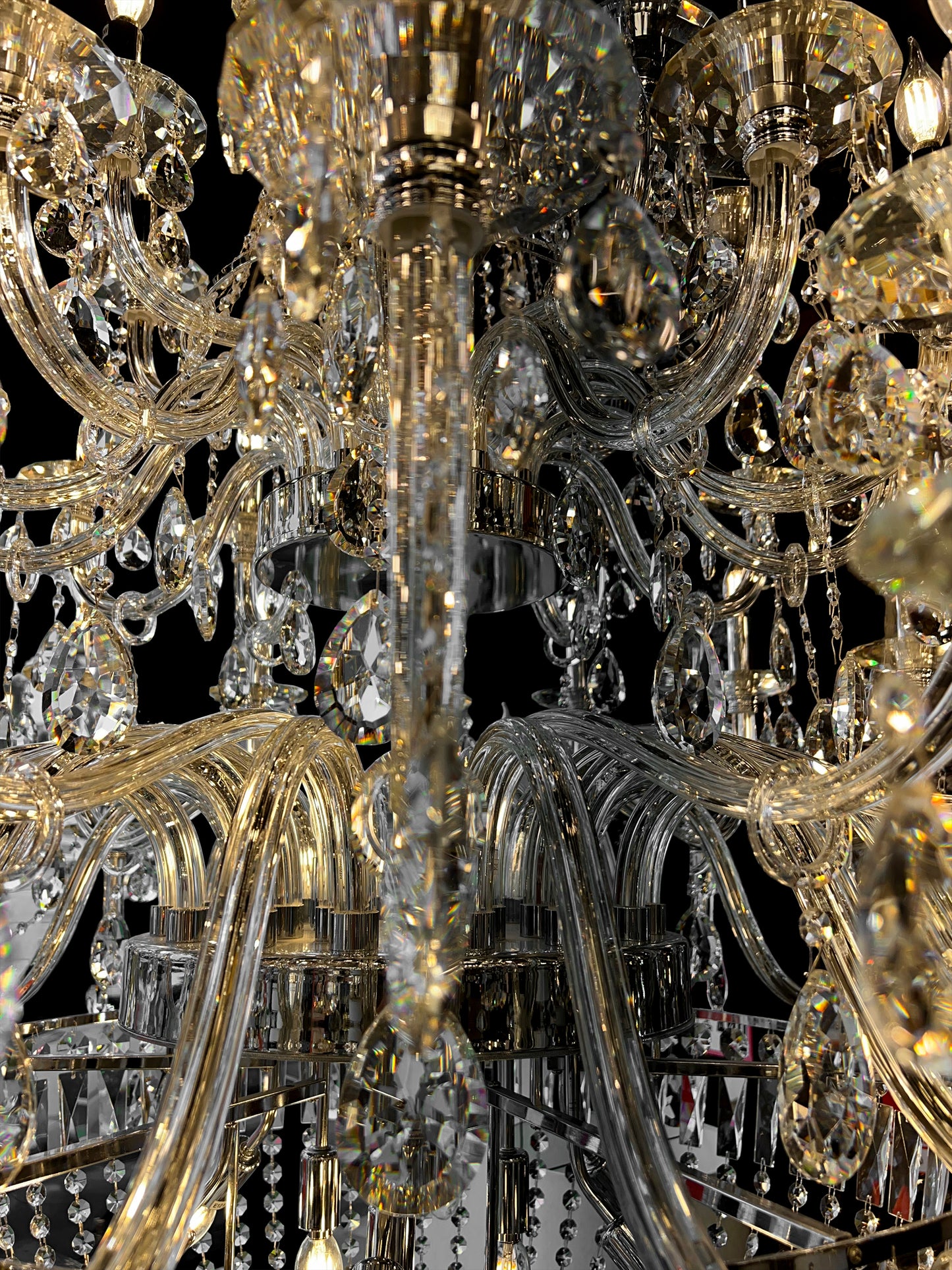 Chandelier Crystal 56" Wide 64-Lights Chrome