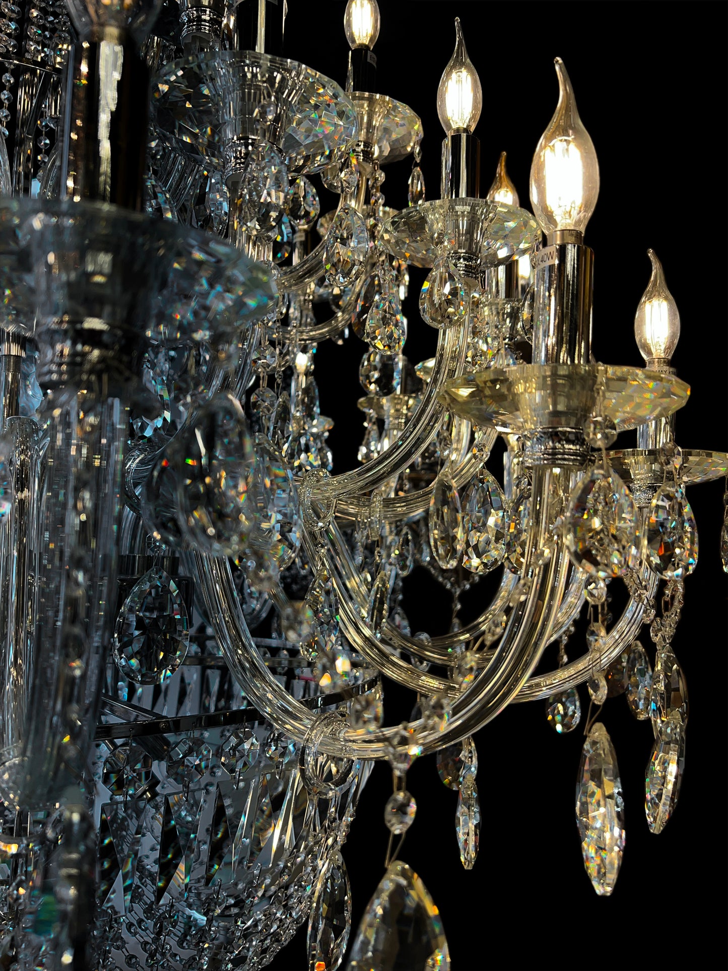 Chandelier Crystal 56" Wide 64-Lights Chrome