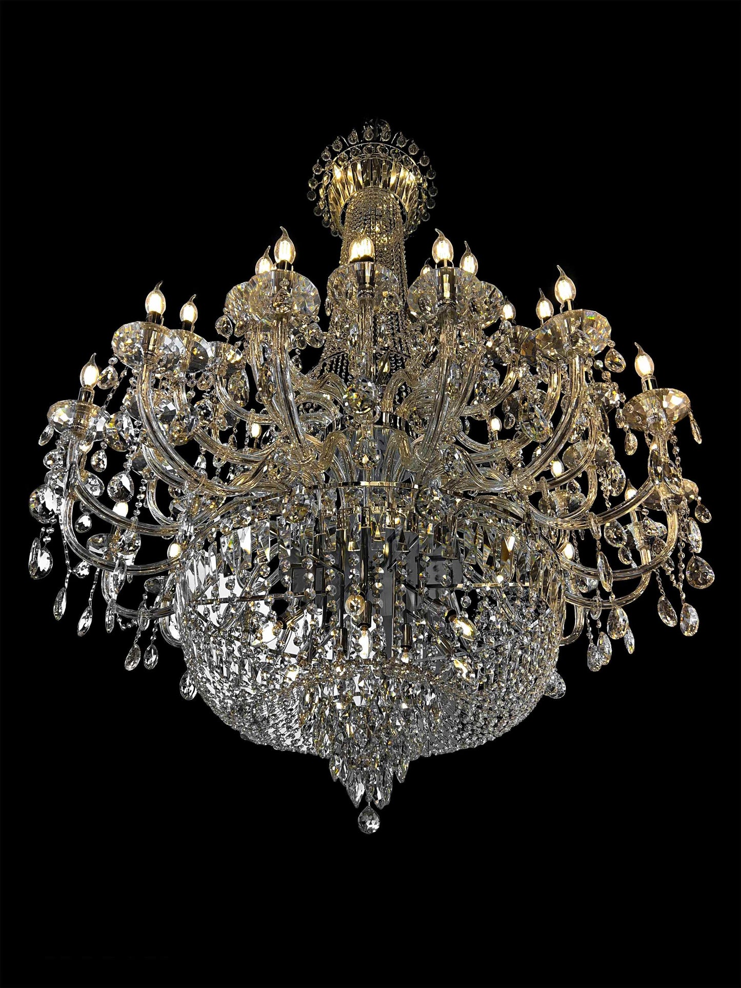 Chandelier Crystal 56" Wide 64-Lights Chrome