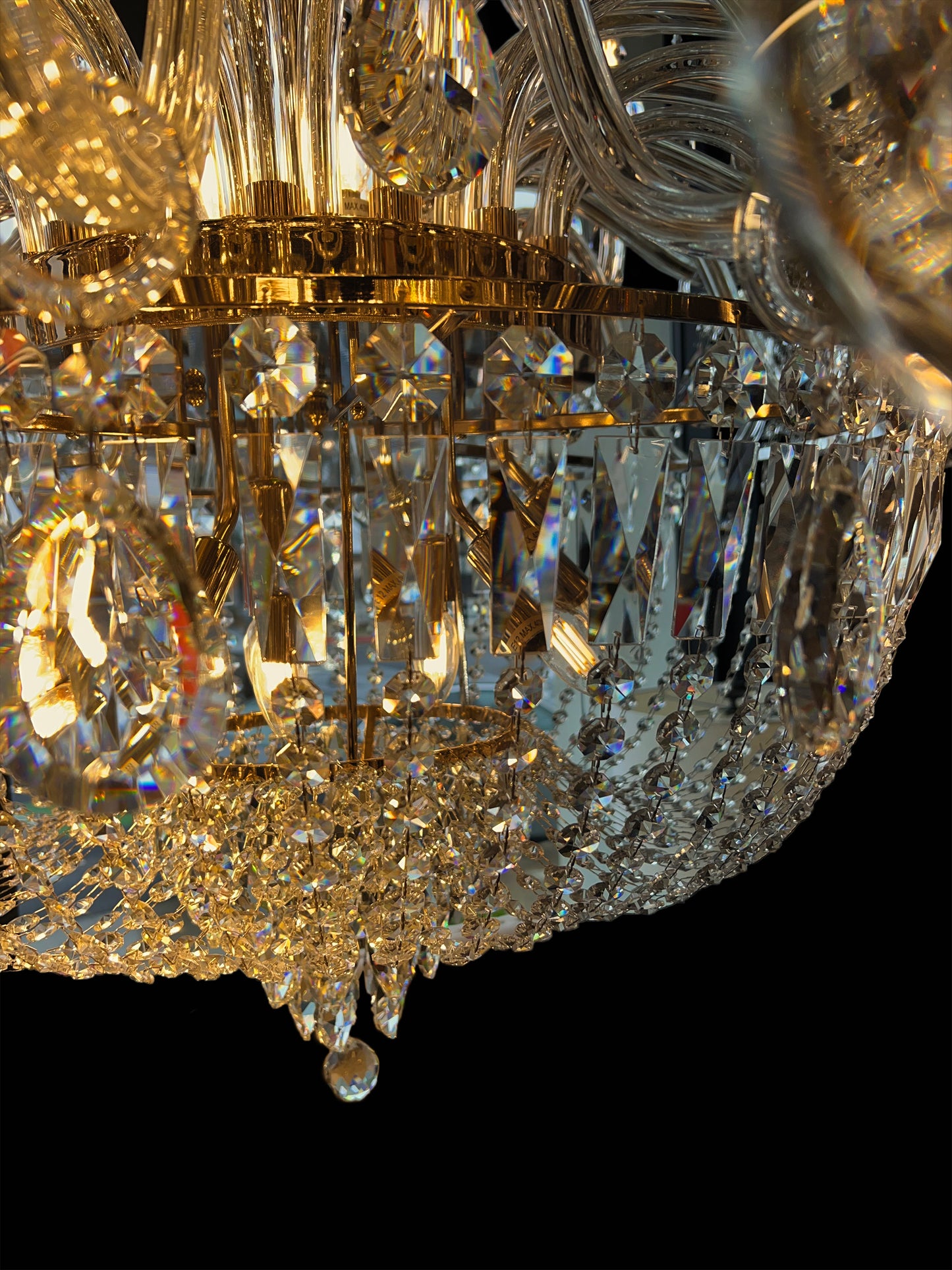 Chandelier Crystal 56" Wide 64-Lights Gold Finish