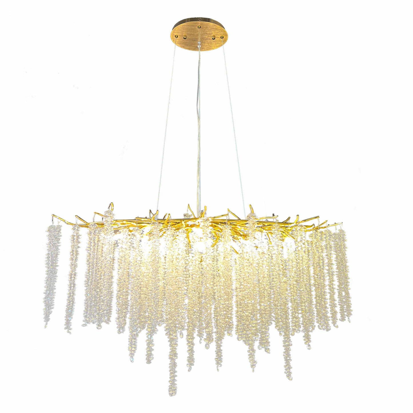 Luxury Tree Brunch Chandelier Linear Crystal Pendant Light Gold Lighting