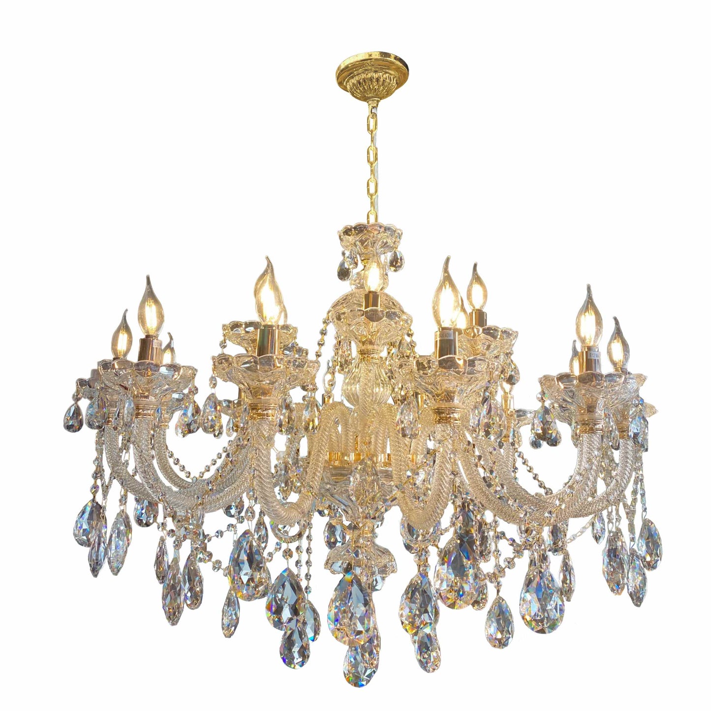 Crystal Chandelier 40" Wide Gold Finish