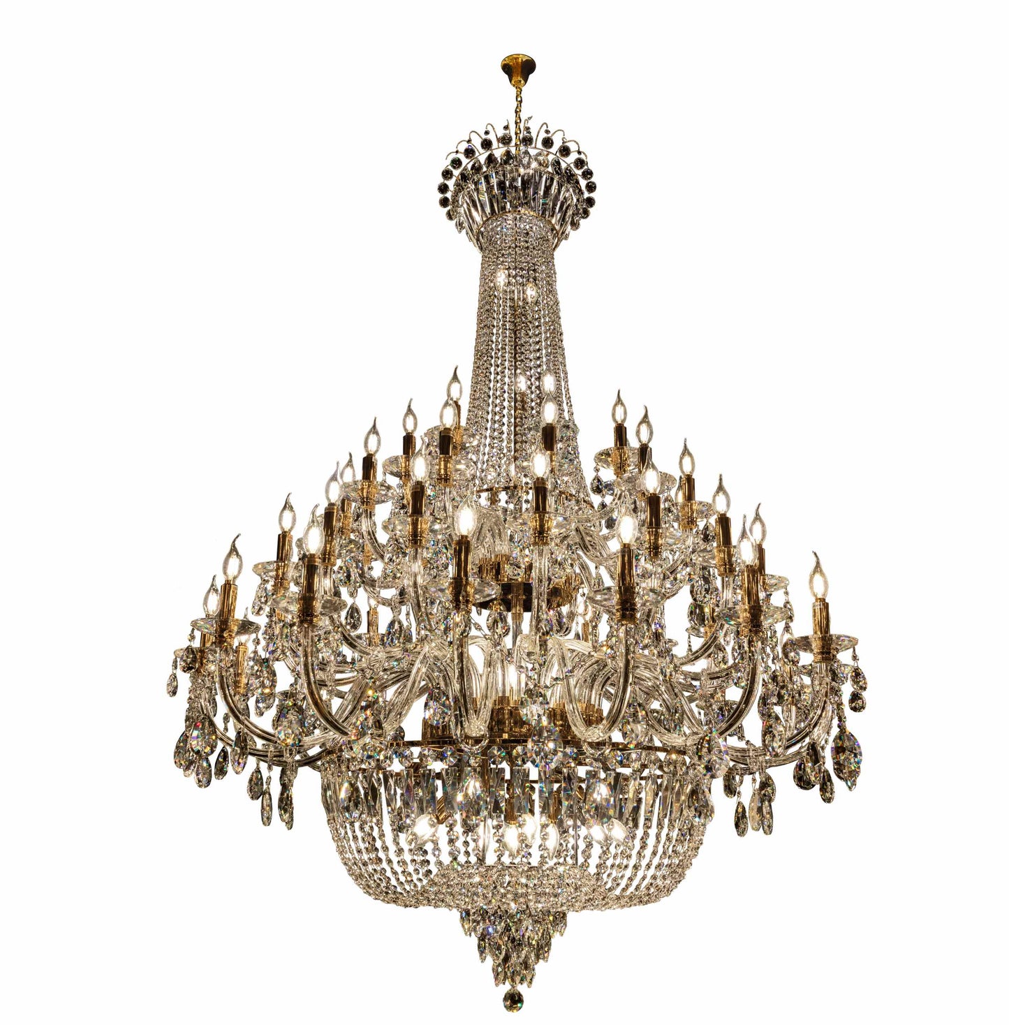 Chandelier Crystal 56" Wide 64-Lights Gold Finish