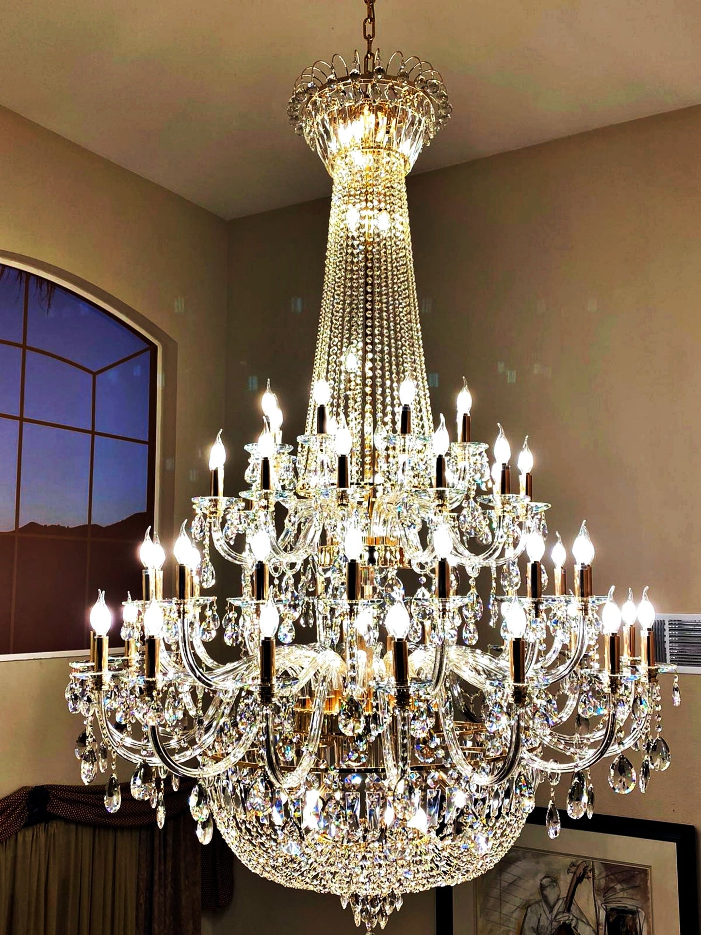 Chandelier Crystal 56" Wide 64-Lights Gold - Spot Light Inc