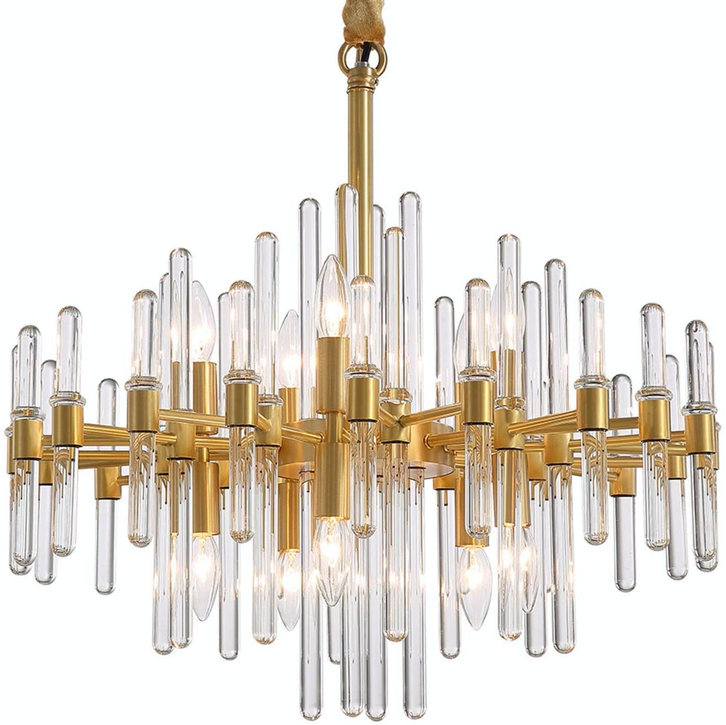 Chandelier Brass 24"Wide 10-light Crystal Chandelier - Spot Light Inc