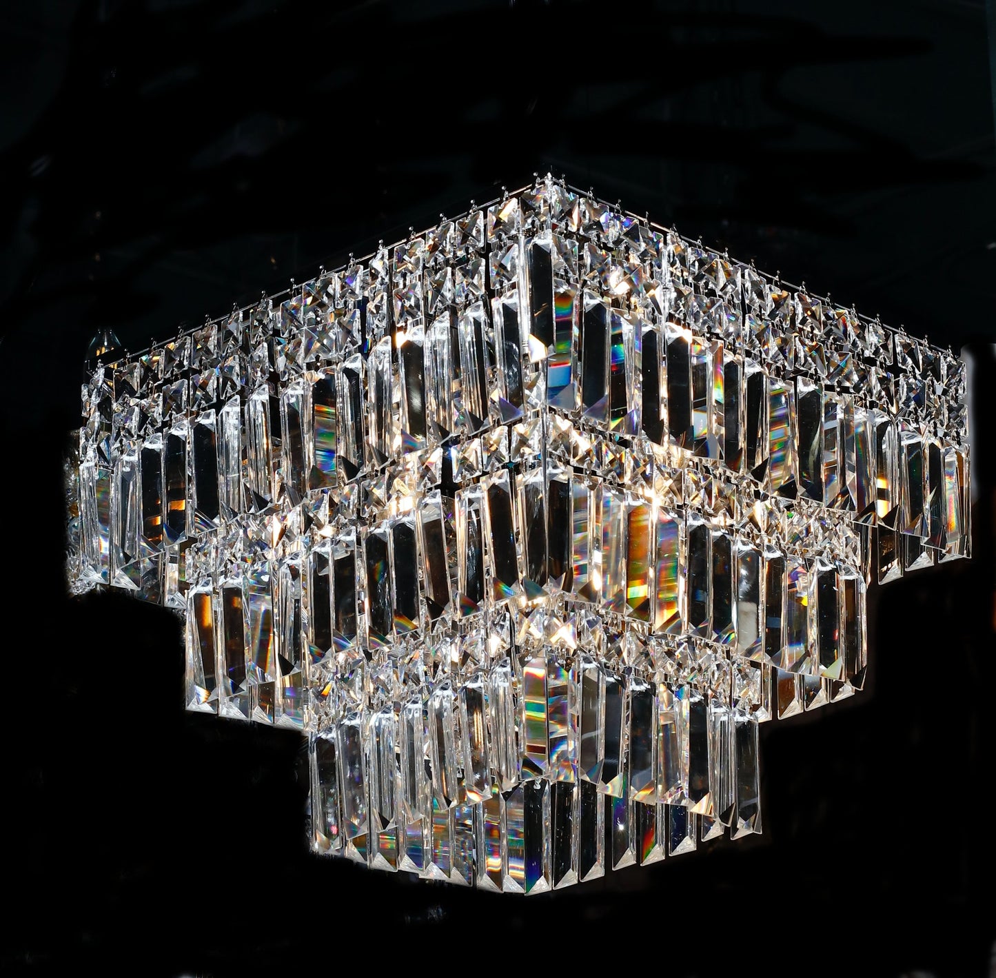 Square Chandelier 16" Wide Crystal Clear Flush mount - Spot Light Inc