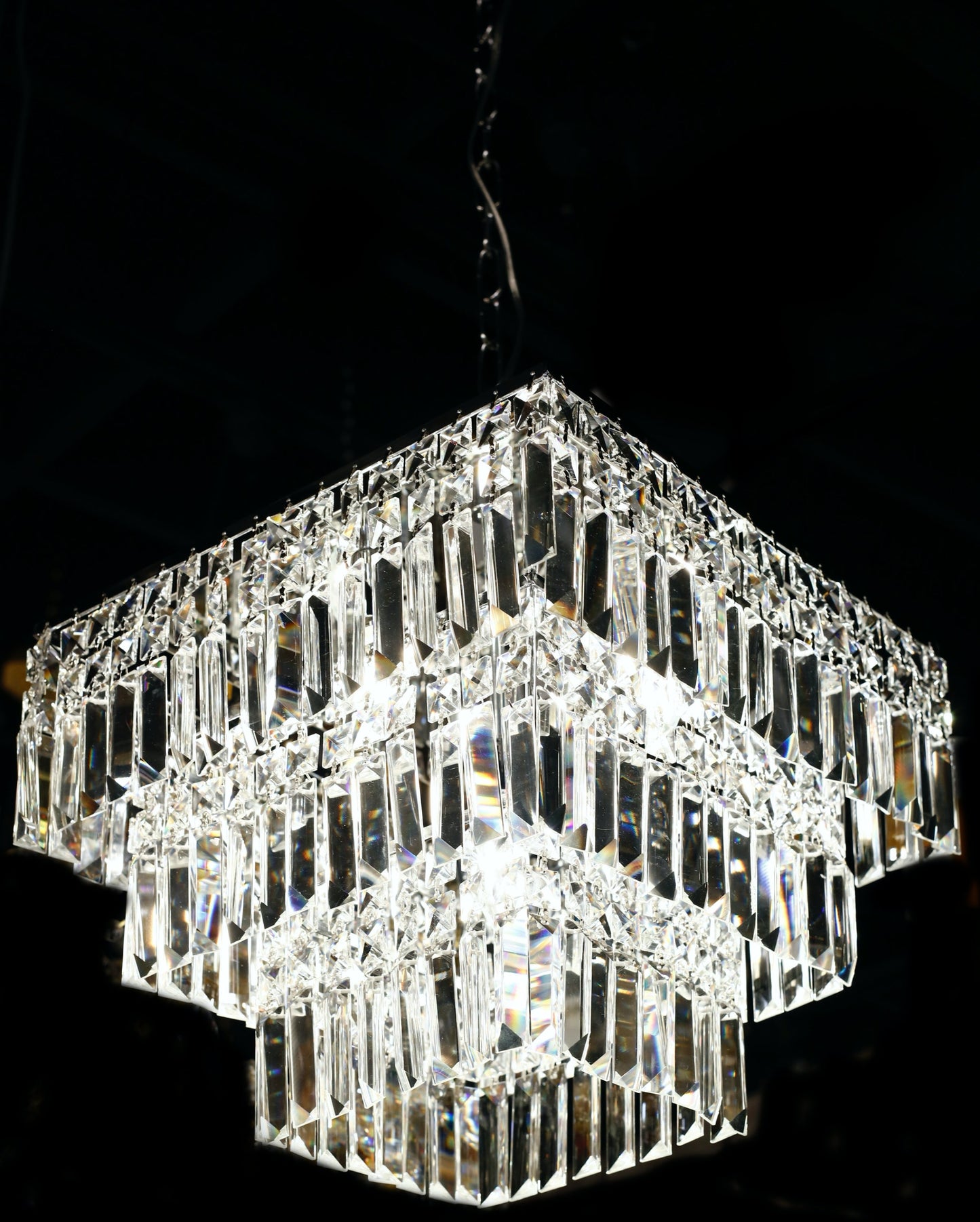 Square Chandelier 16" Wide Crystal Clear Flush mount - Spot Light Inc