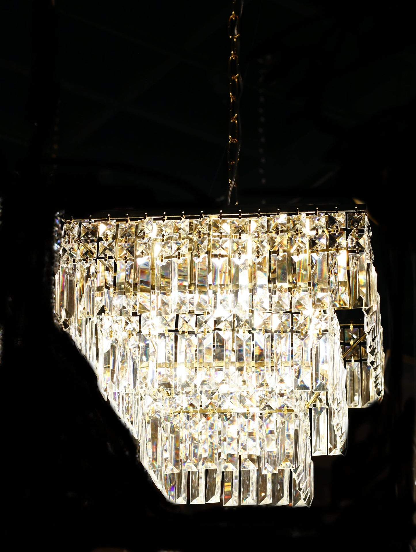 Square Chandelier 16" Wide Crystal Clear Flush mount - Spot Light Inc