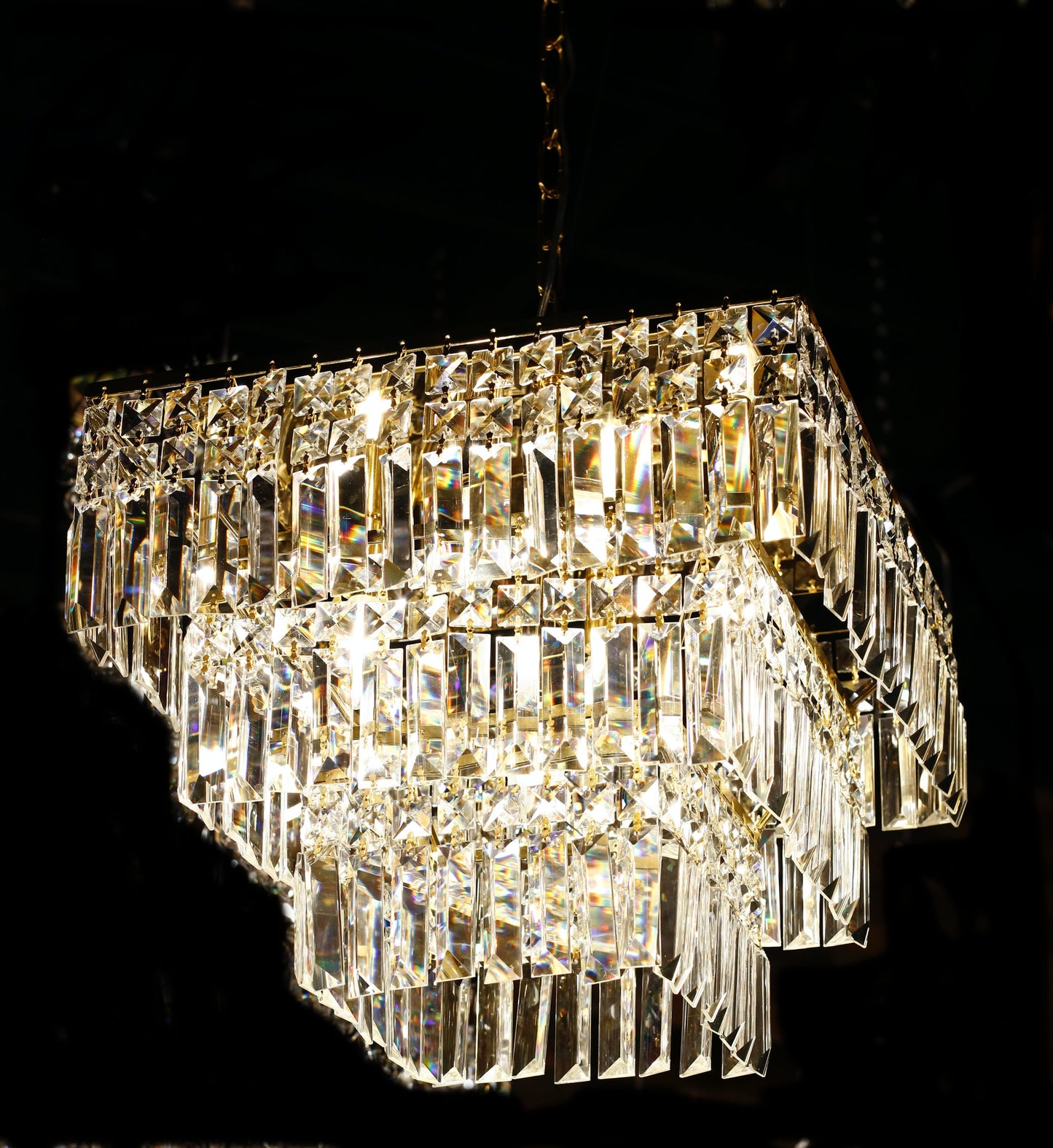 Square Chandelier 16" Wide Crystal Clear Flush mount - Spot Light Inc
