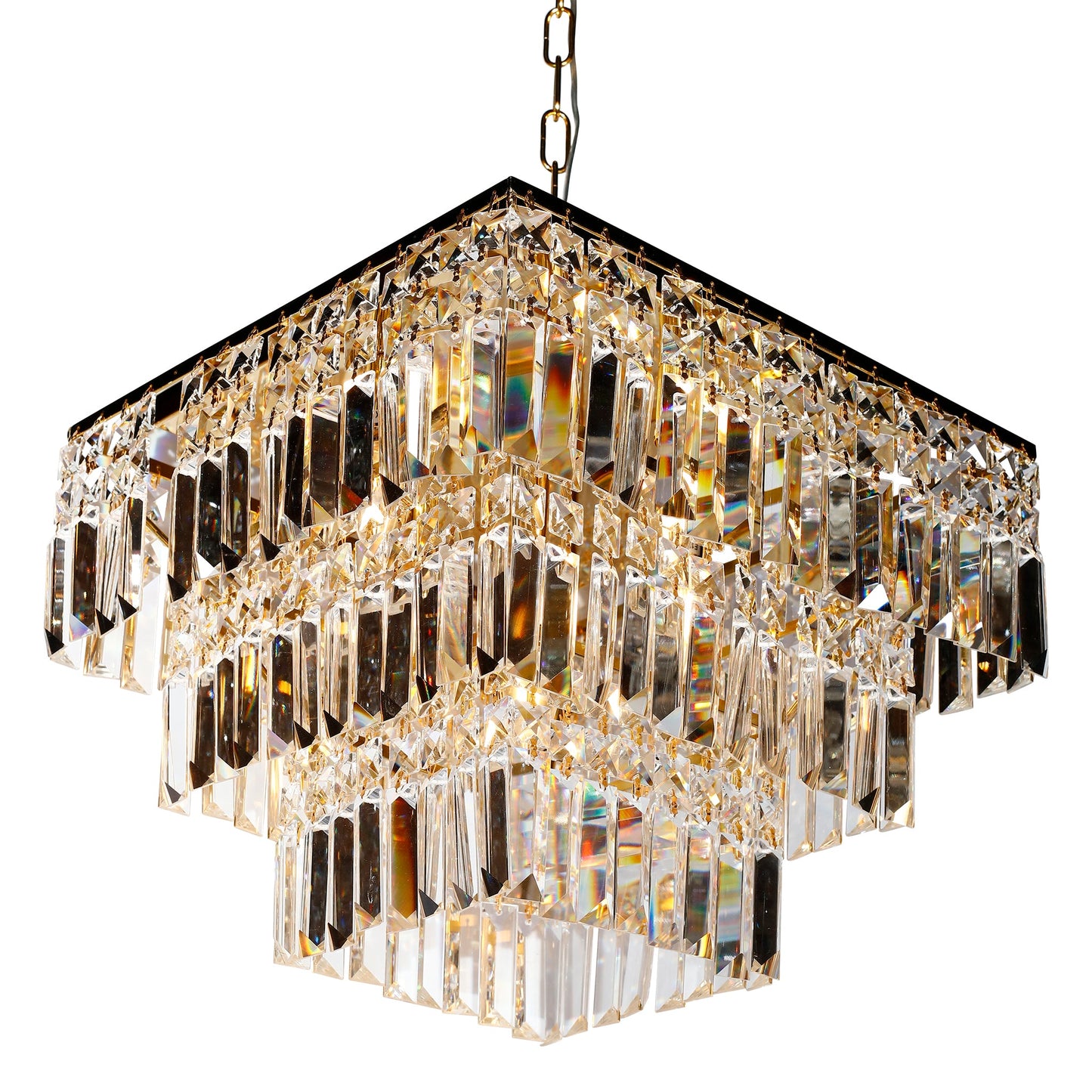 Square Chandelier 16" Wide Crystal Clear Flush mount - Spot Light Inc
