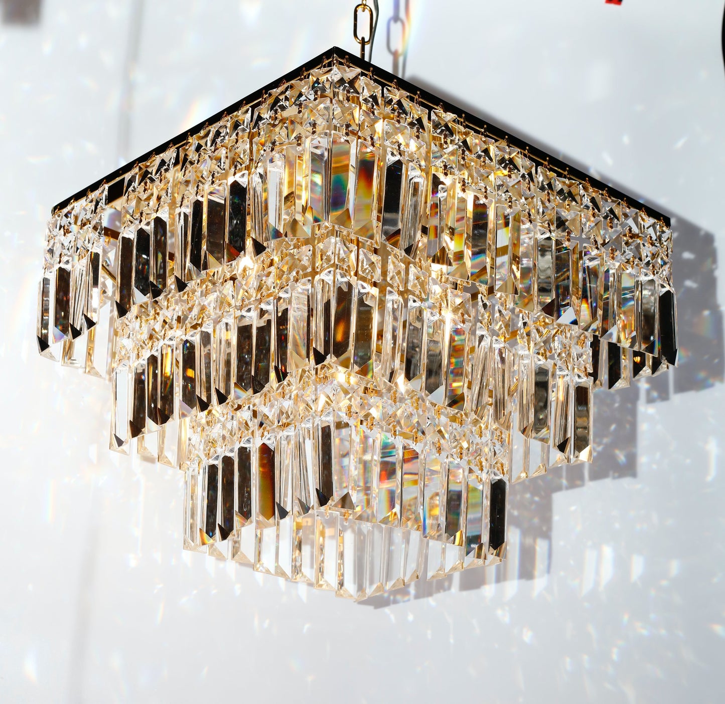 Square Chandelier 16" Wide Crystal Clear Flush mount - Spot Light Inc