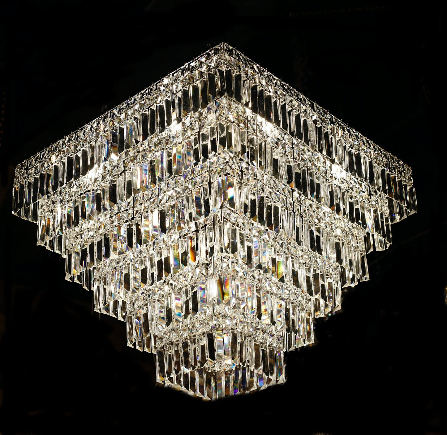 Square Chandelier 29" Wide Crystal Clear Flush mount - Spot Light Inc