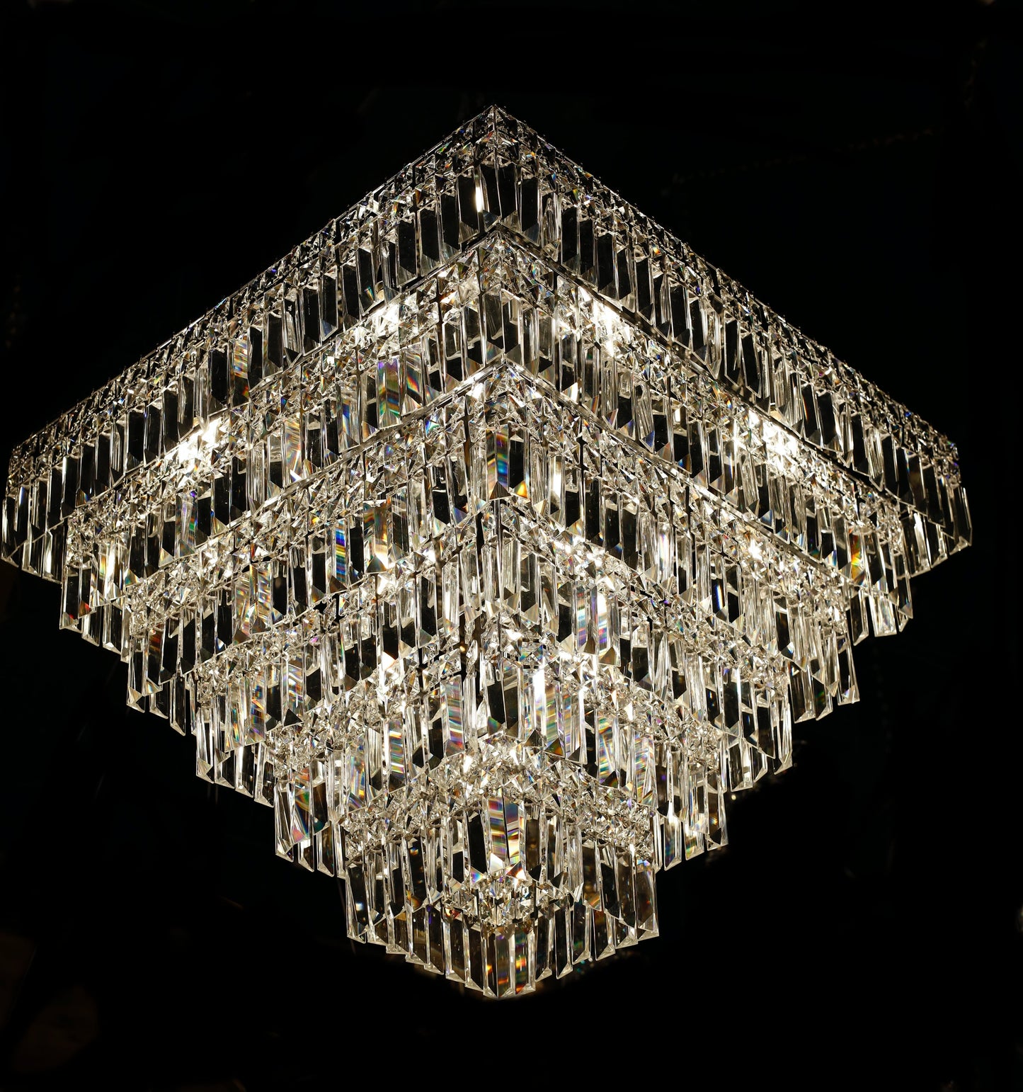 Square Chandelier 29" Wide Crystal Clear Flush mount - Spot Light Inc